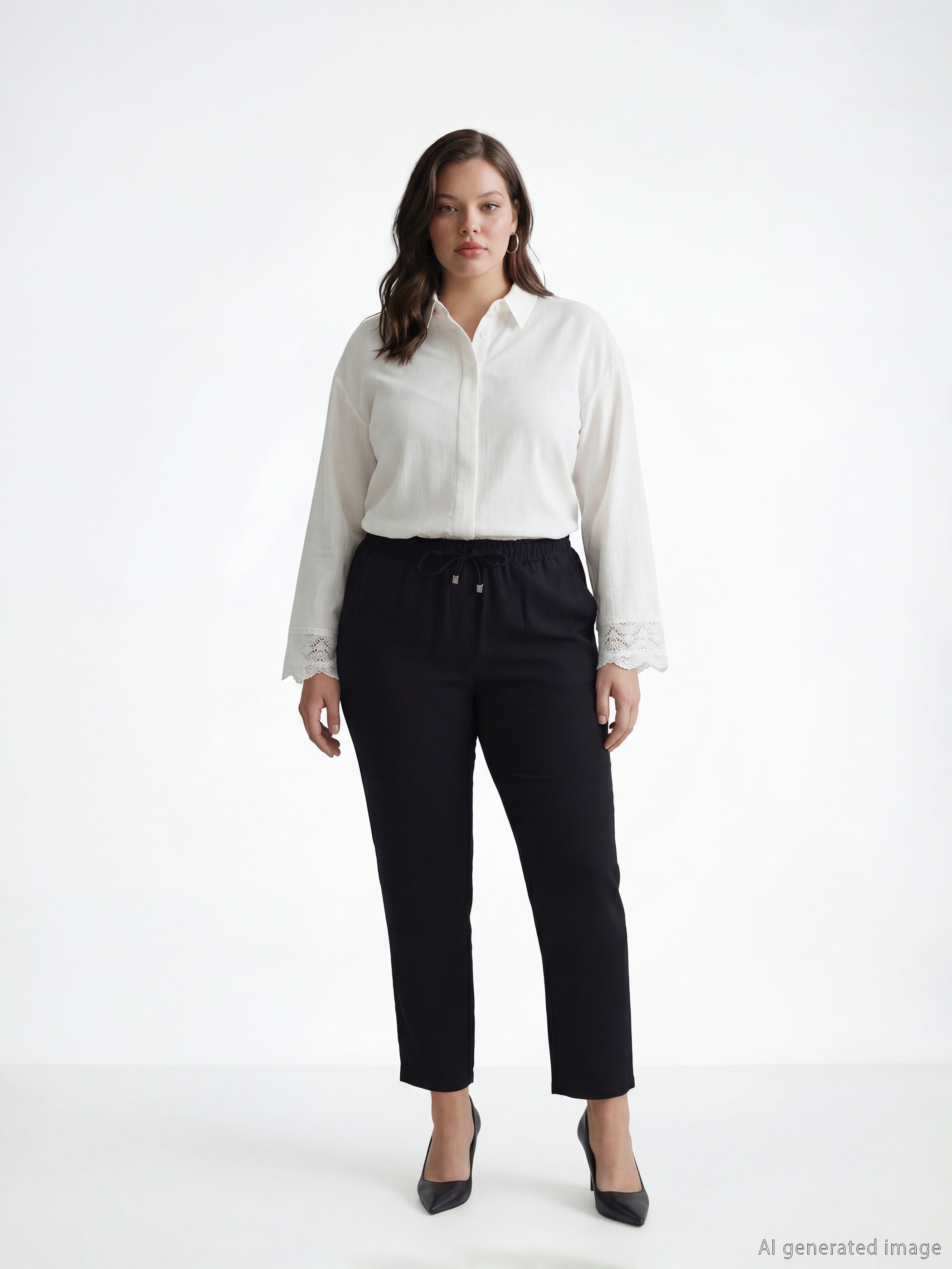 Siyah Beli Lastikli Kadın Pantolon-1