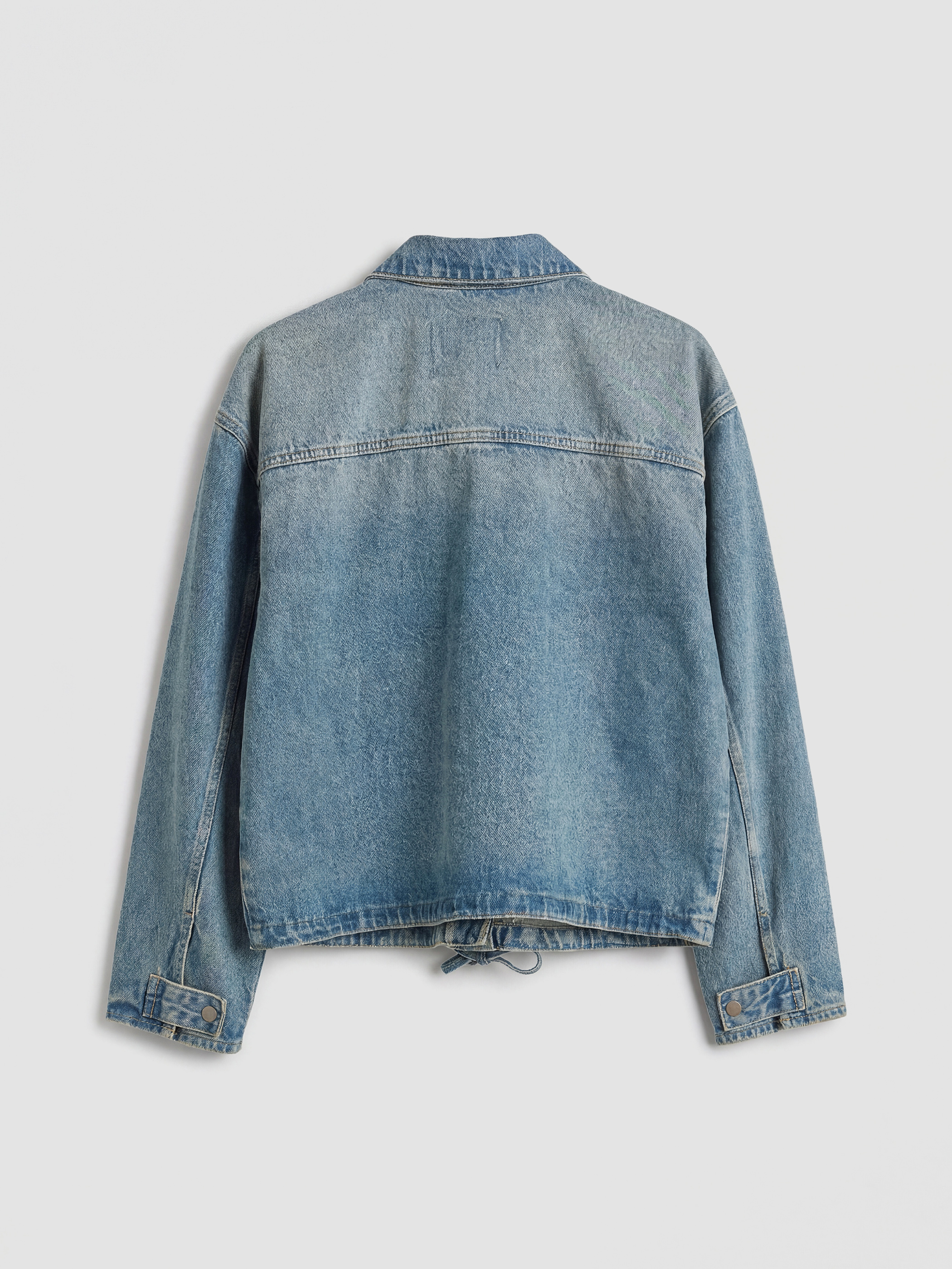 İndigo Gömlek Yaka Oversize Kadın Jean Ceket-1