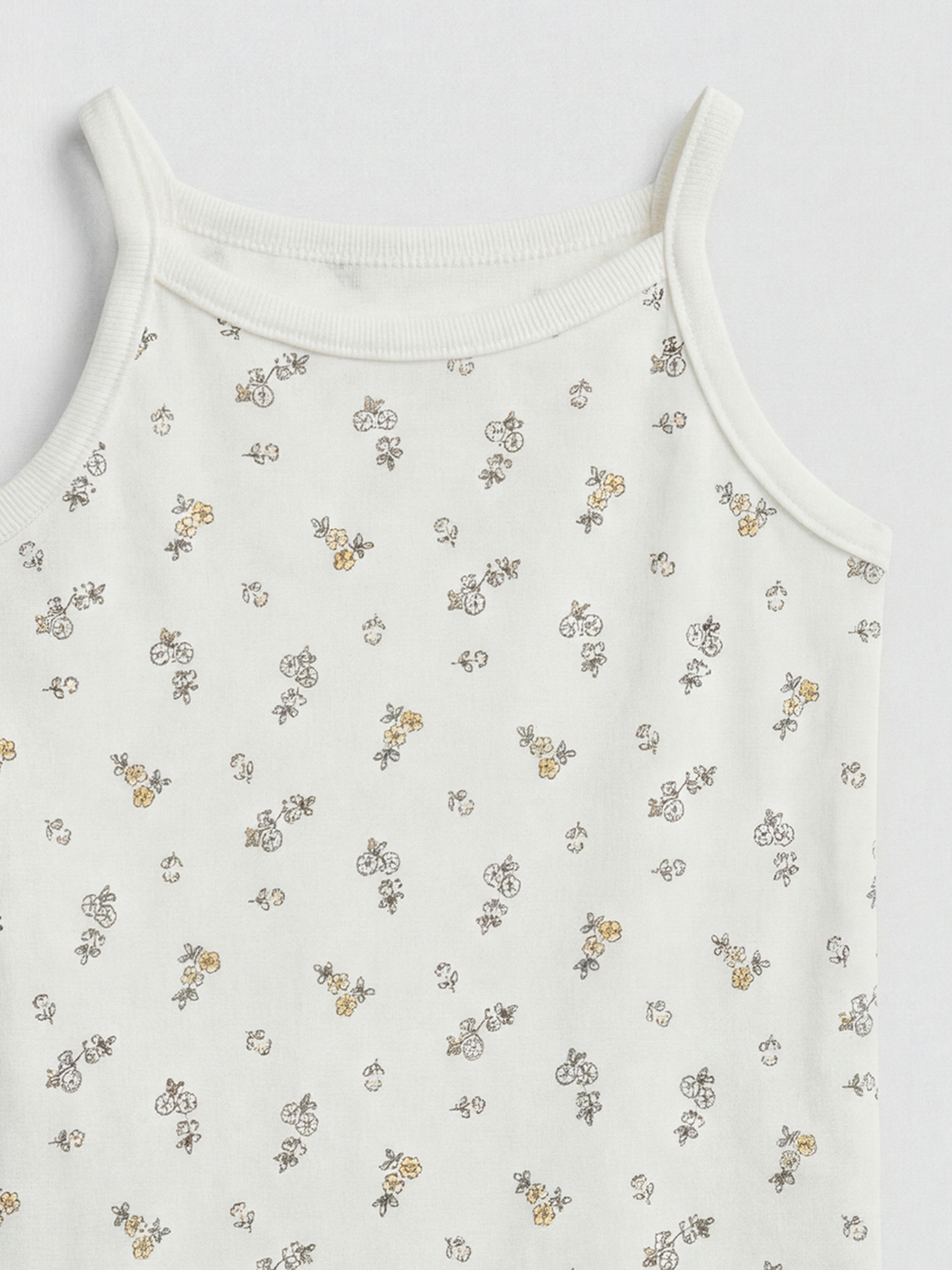 Ekru Kare Yaka Desenli Kız Bebek Çıtçıtlı Body-2