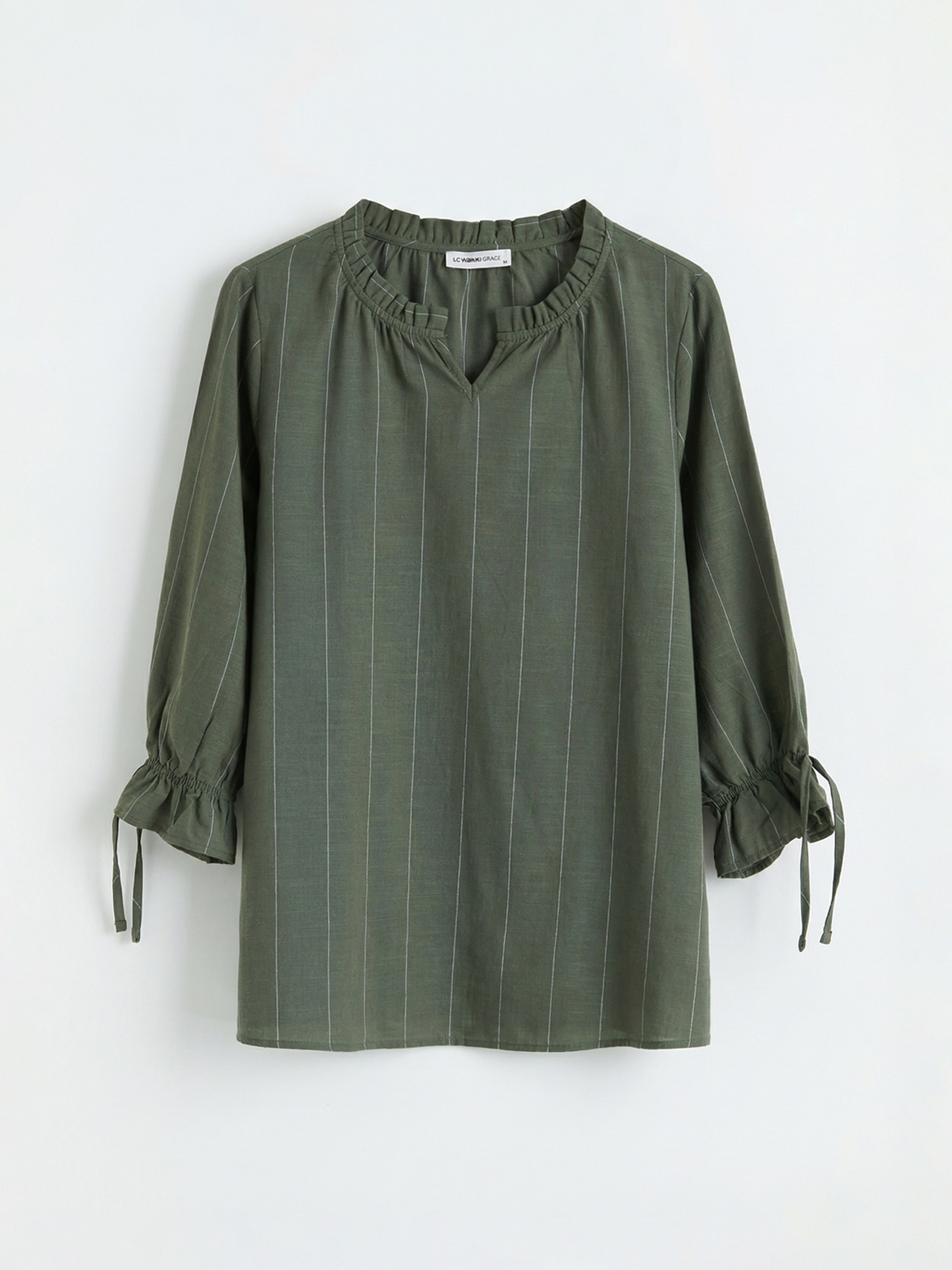 LCW Grace Fırfırlı Kaçık Yaka Çizgili Bluz - S6K095Z8-LGE