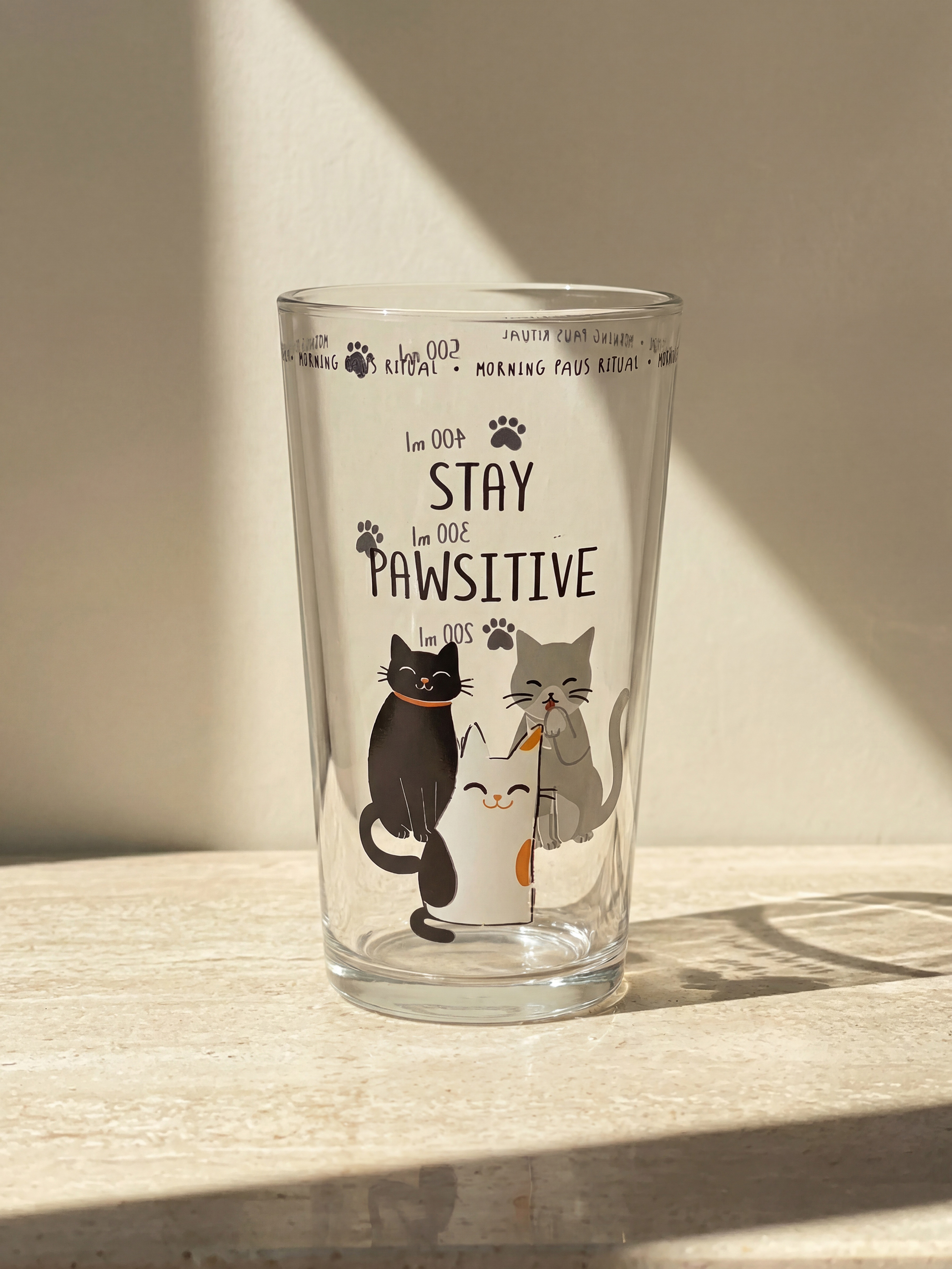 Karışık Kedi Baskılı Cam Su Bardağı 570 ml-1