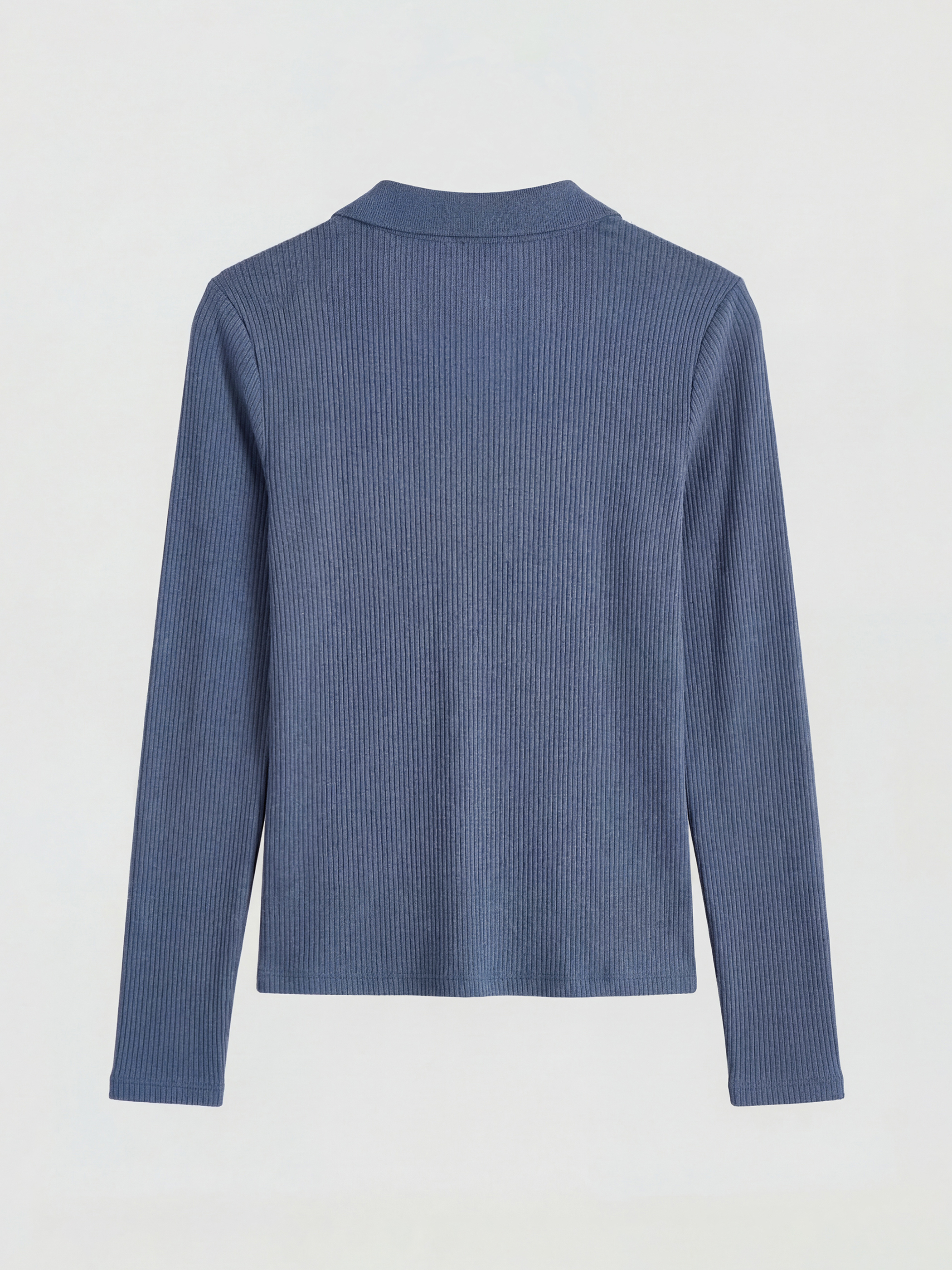 İndigo Polo Yaka Fitilli Kadın Body-1