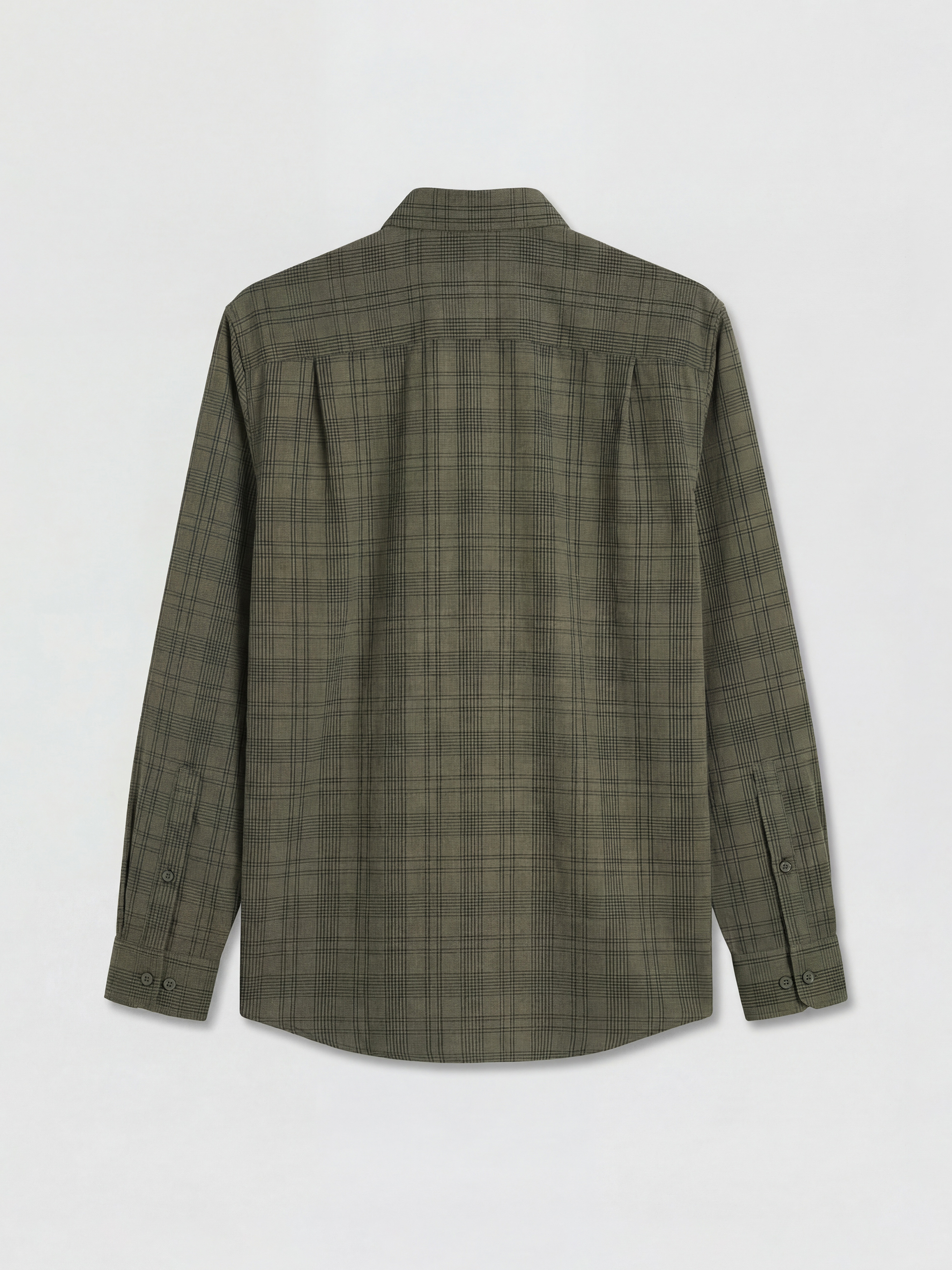 Haki Regular Fit Ekose Gabardin Erkek Gömlek-1