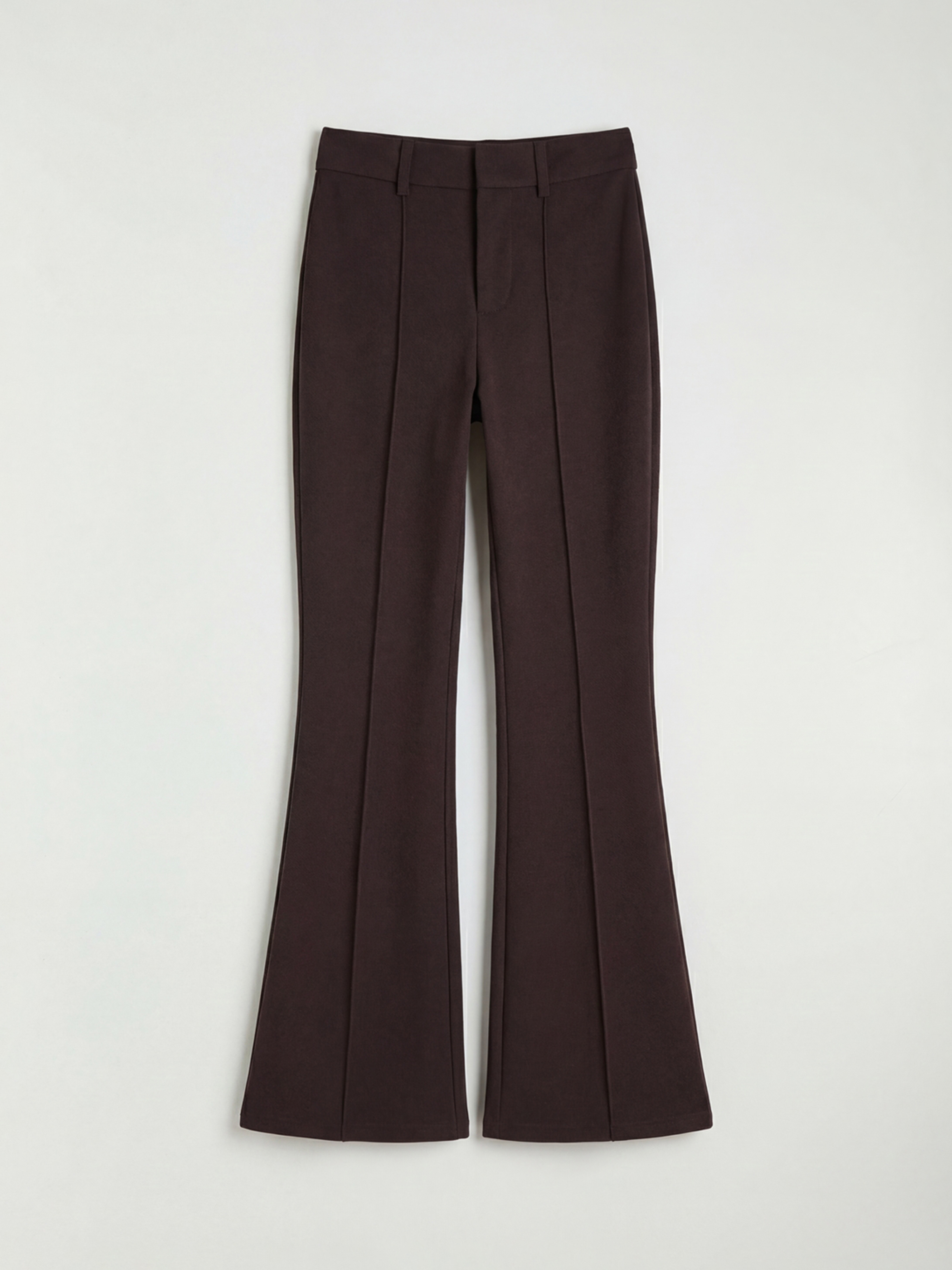 Kahverengi Yüksek Bel İspanyol Paça Kadın Pantolon-4