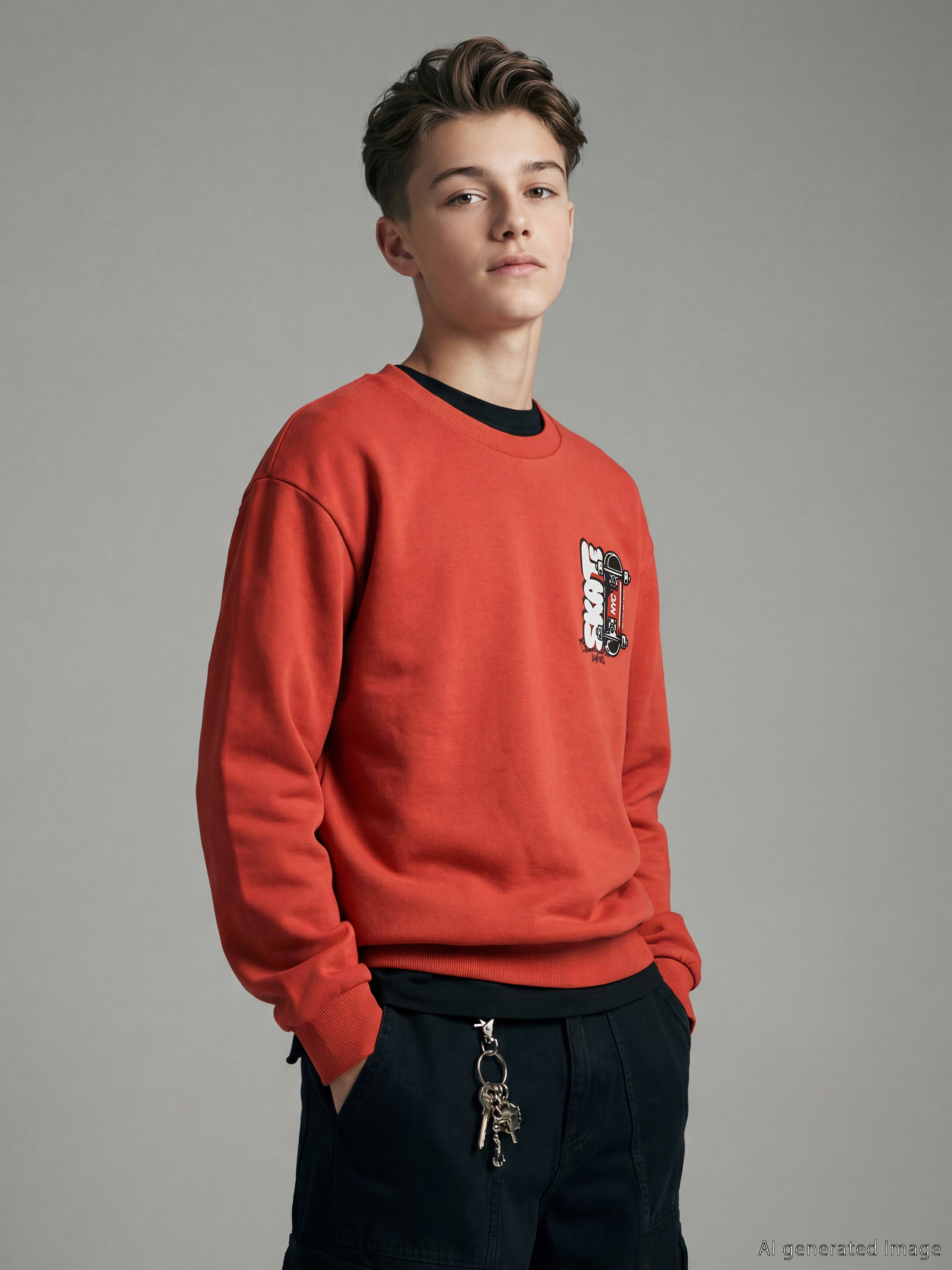 LCW Kids Baskılı Erkek Çocuk Kalın Sweatshirt - S6K270Z4-1AW
