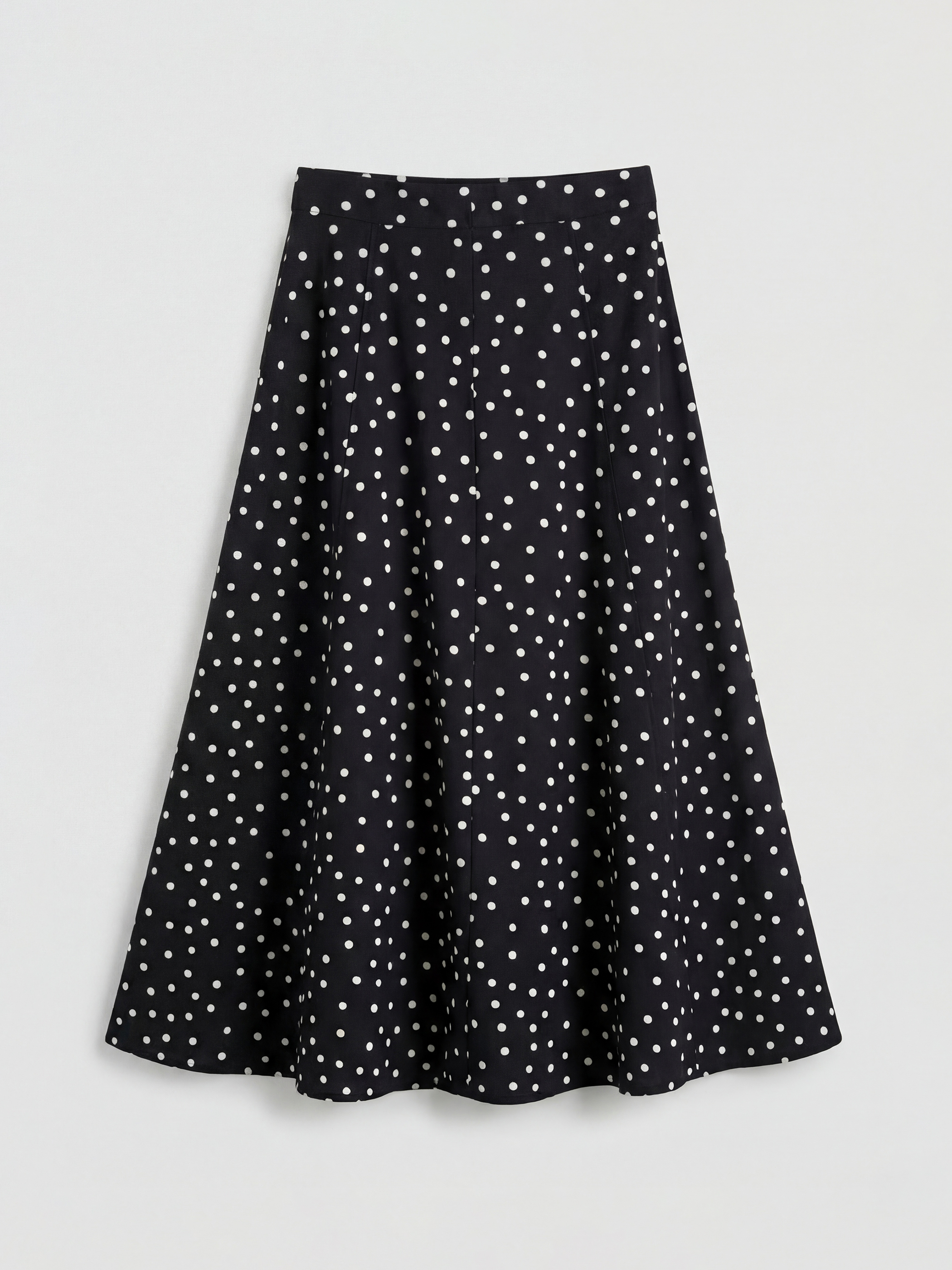 Siyah Beli Fermuarlı Puantiyeli Kloş Etek	-7