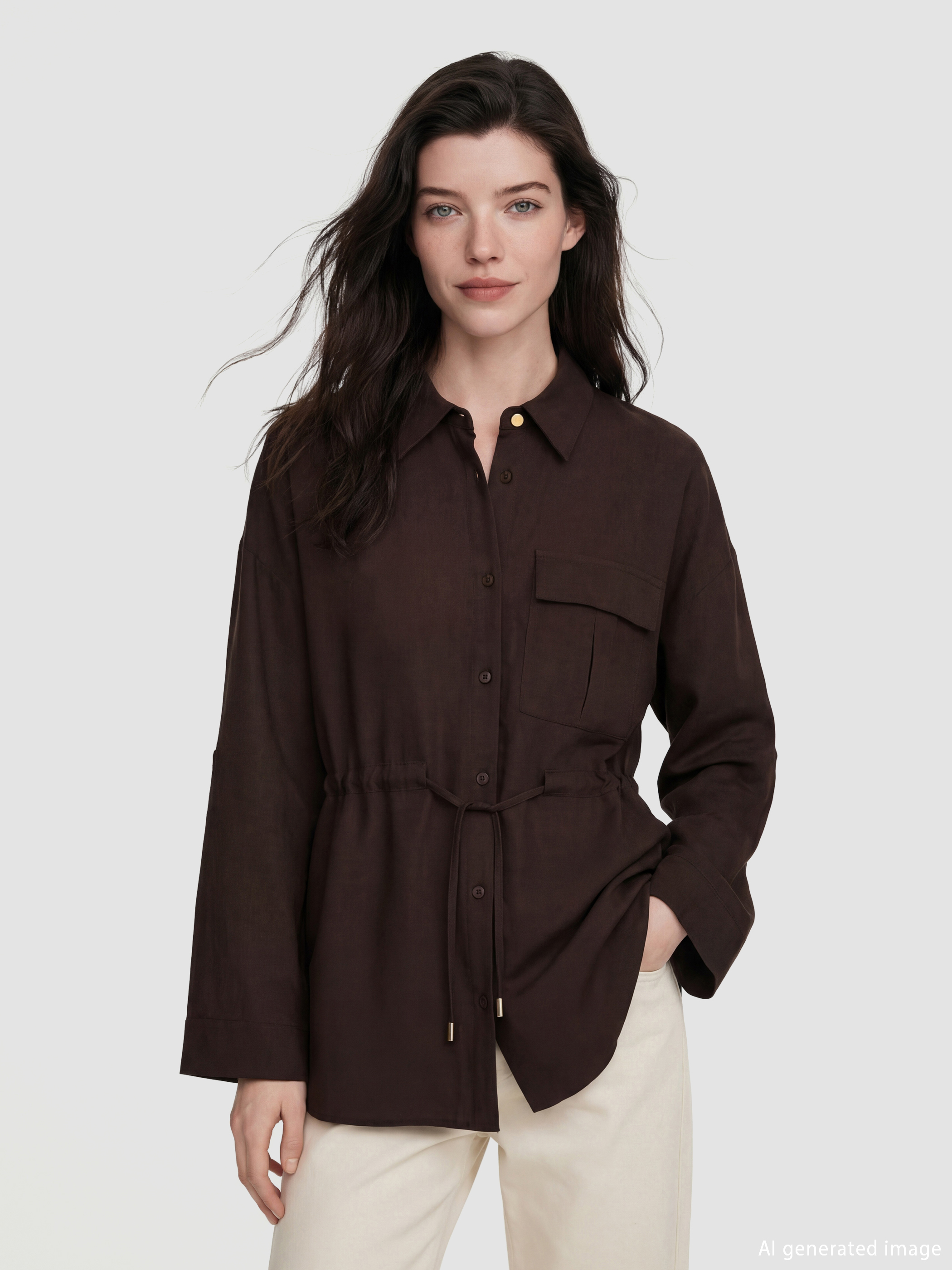 LCW Comfort Bağlama Detaylı Büzgülü Kadın Gömlek - S6K433Z8-HMK