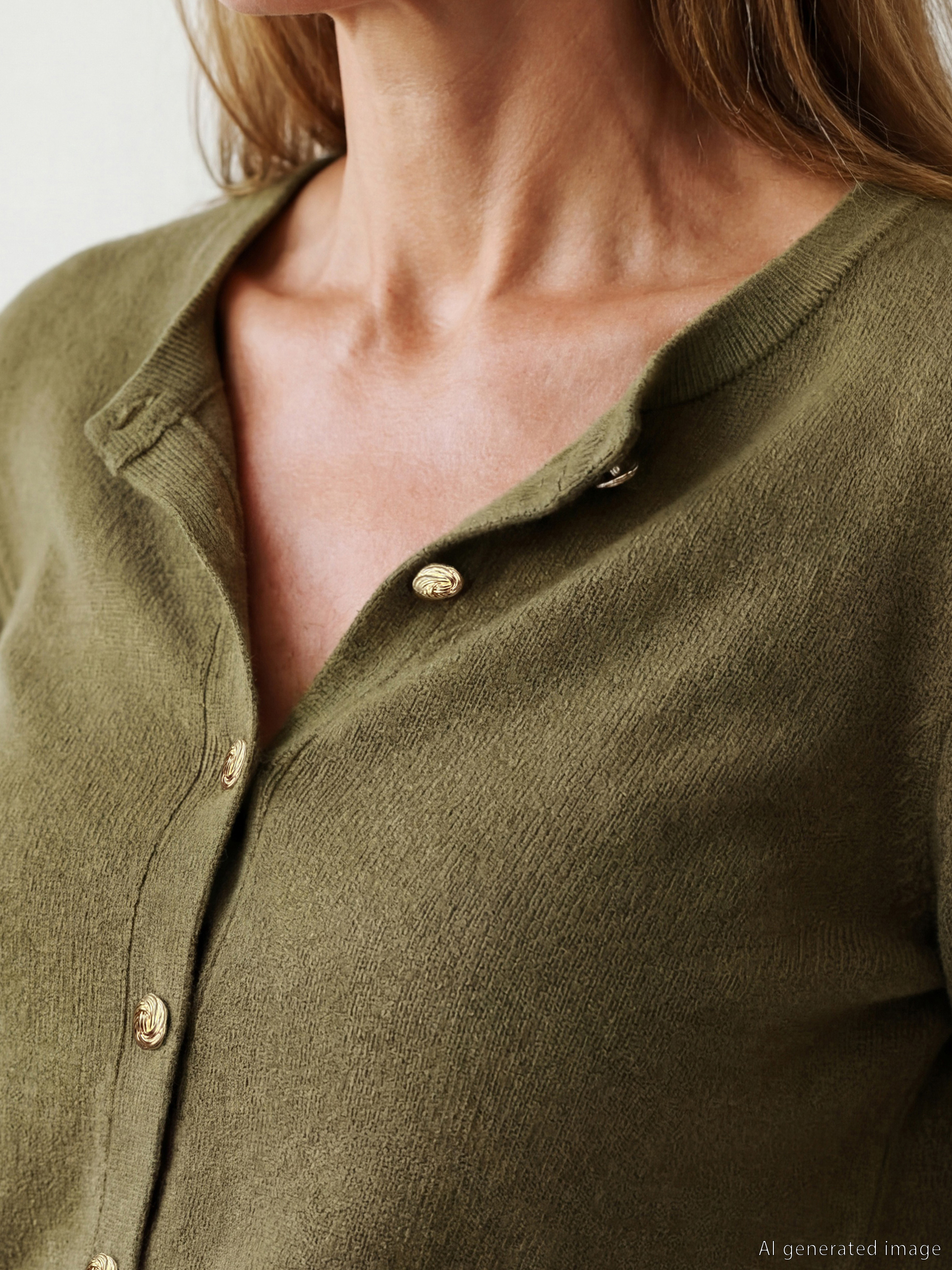 Women's Crew Neck Knit Cardigan-2