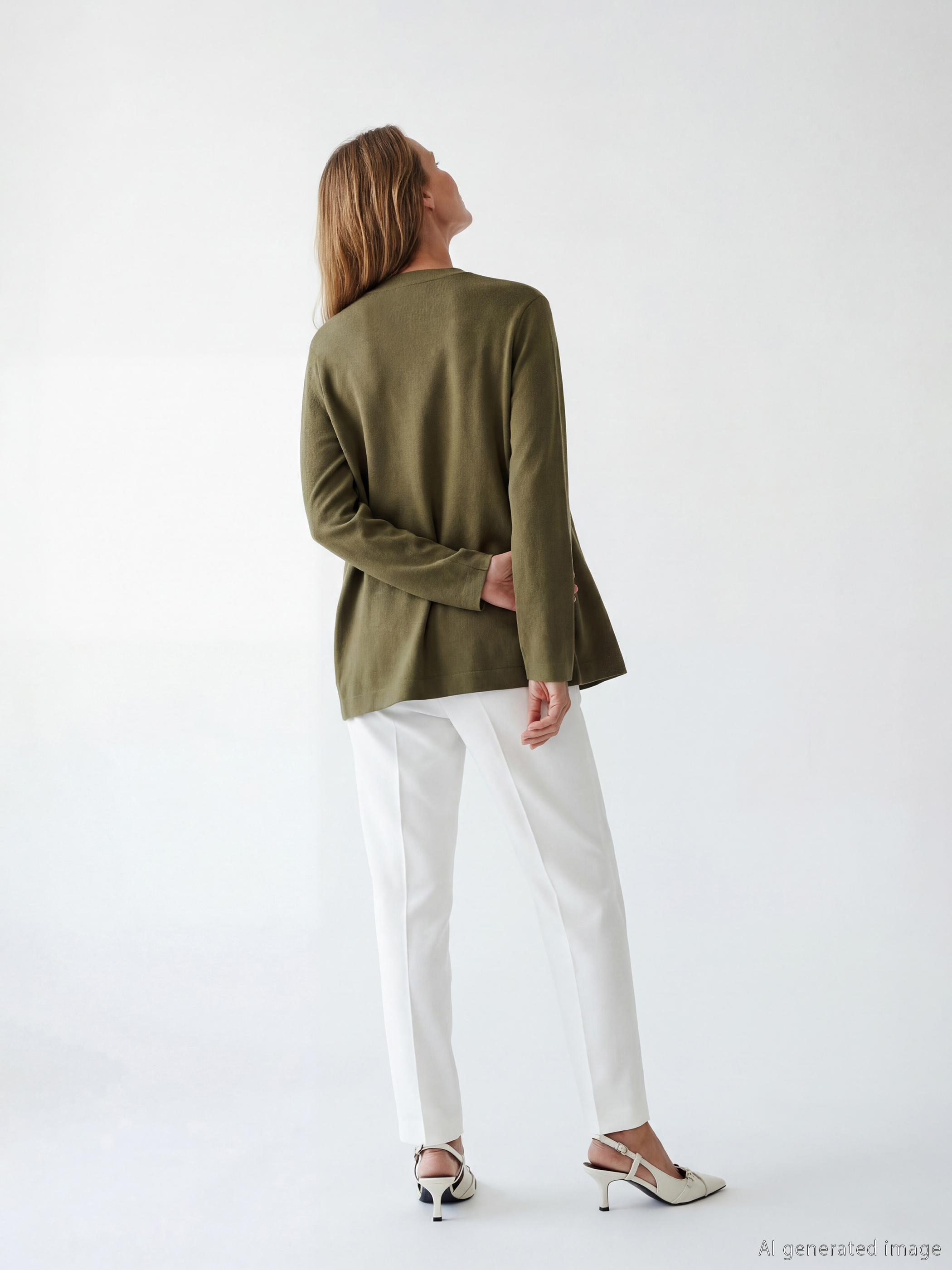 Women's Crew Neck Knit Cardigan-3