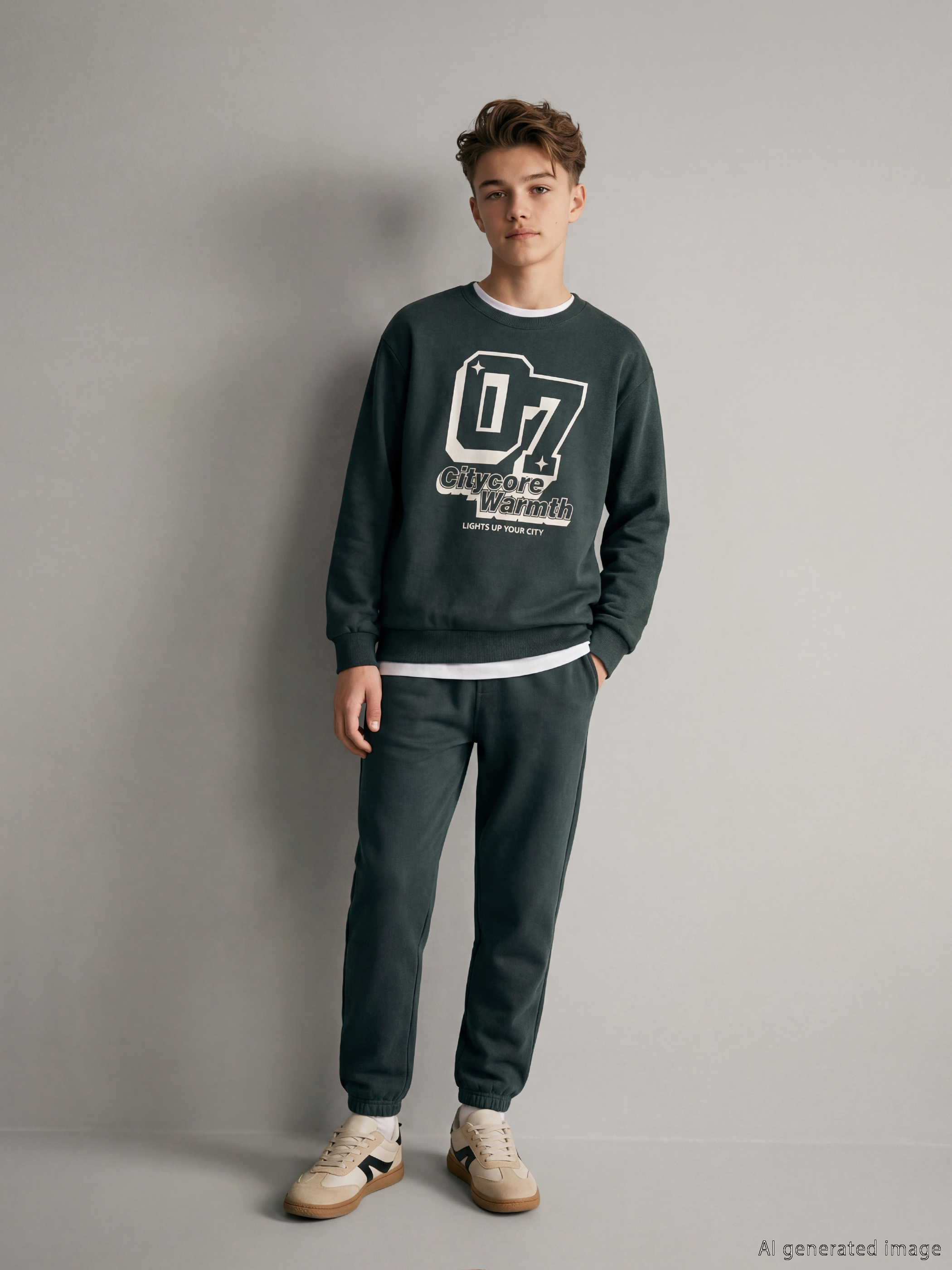 LCW Kids Bisiklet Yaka Baskılı Erkek Çocuk Eşofman Takım - S6K715Z4-3CD