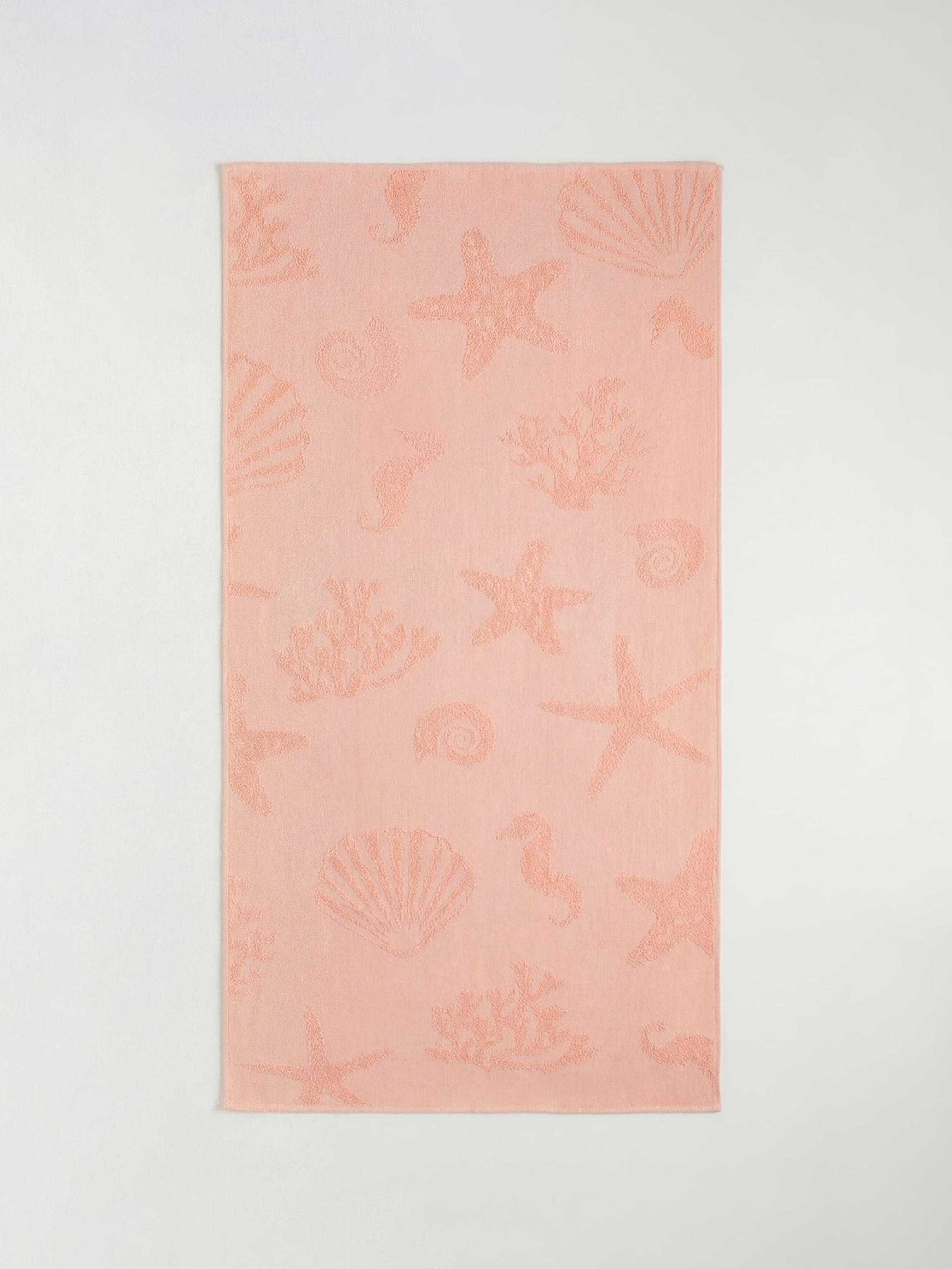 Pembe Deniz Kabuğu Desenli Plaj Havlusu 70x140 cm-2