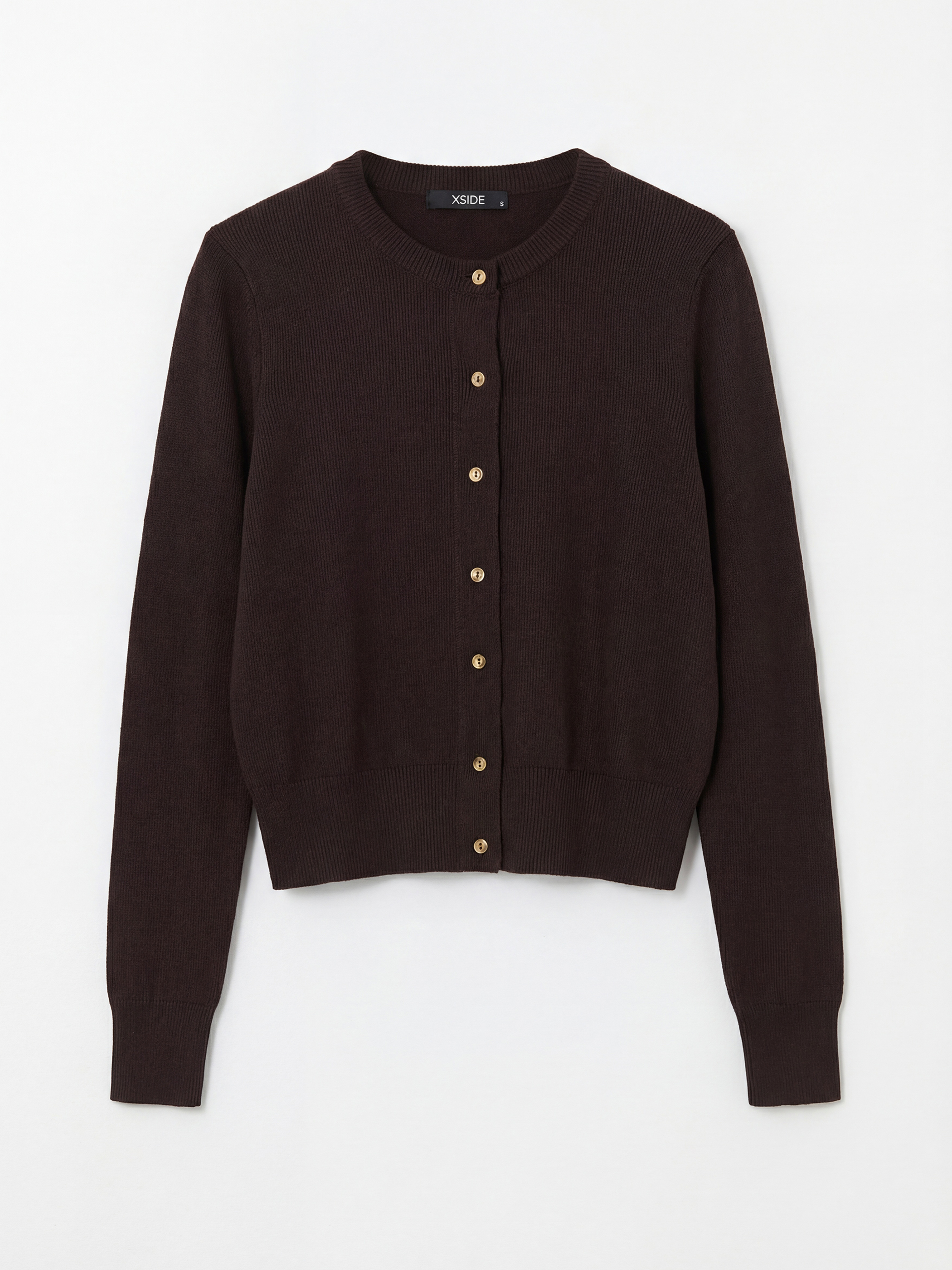 Kahverengi Bisiklet Yaka Fitilli Kadın Triko Hırka-4