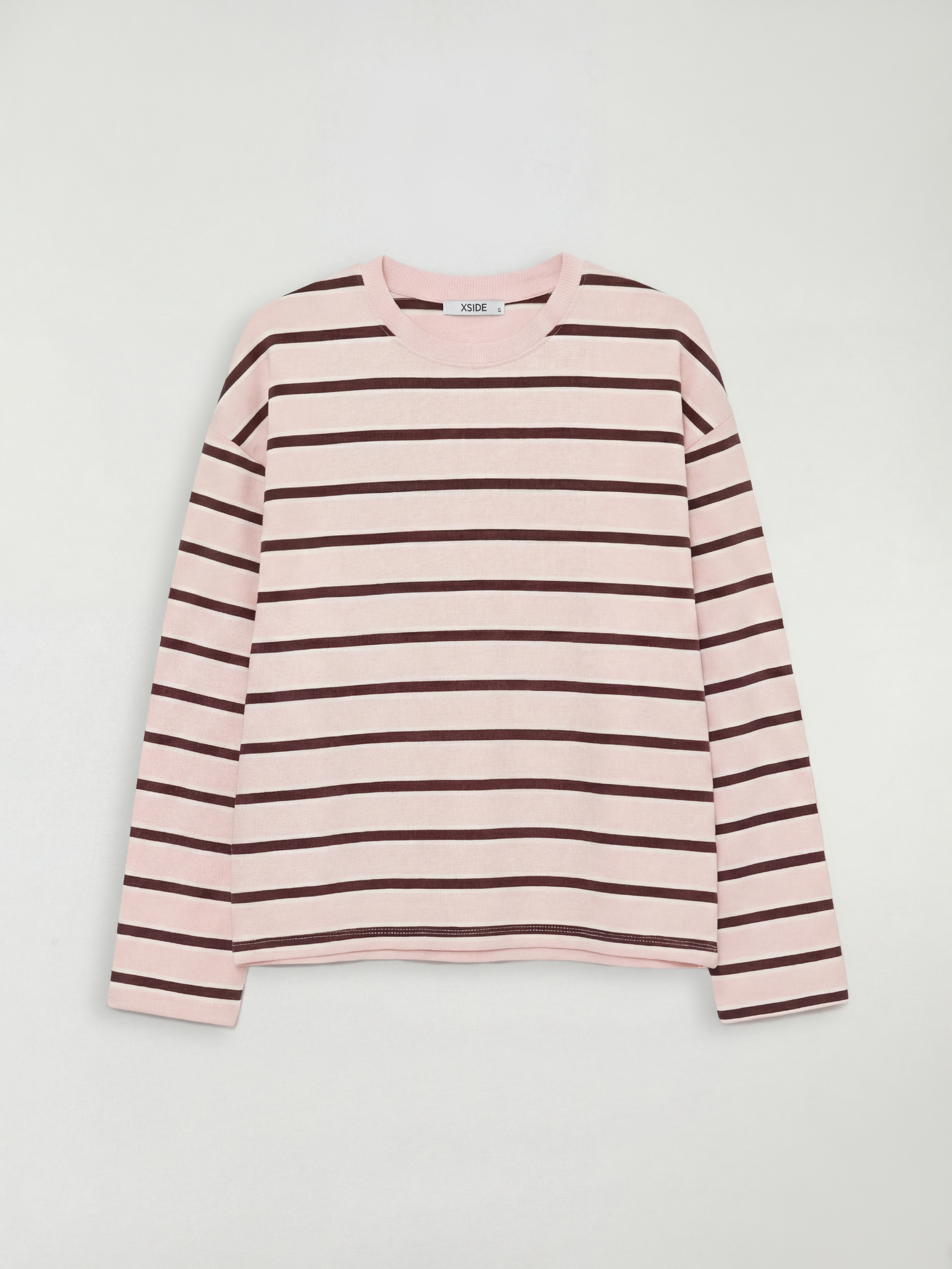 XSIDE Bisiklet Yaka Çizgili Oversize Kadın Sweatshirt - S6K877Z8-LHF