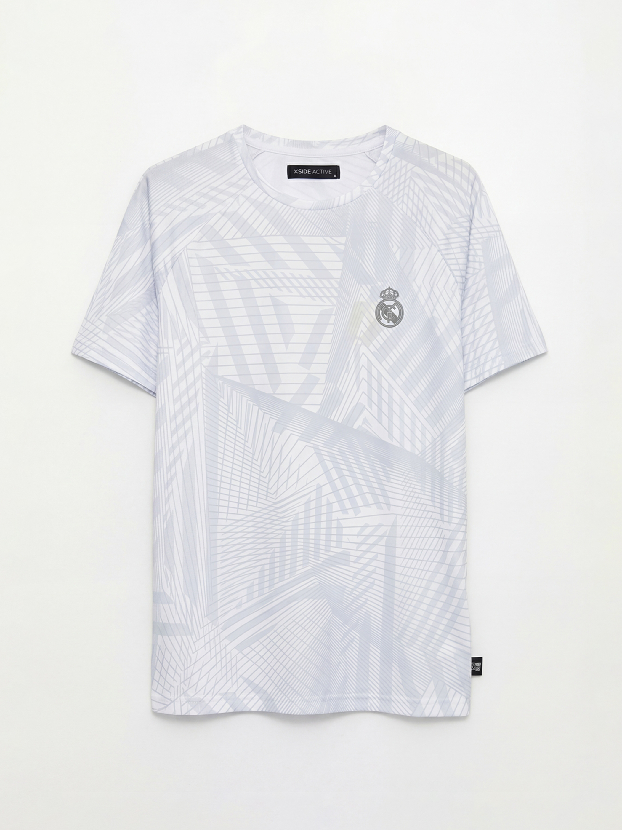 Gri Bisiklet Yaka Real Madrid Baskılı Erkek Tişört-4
