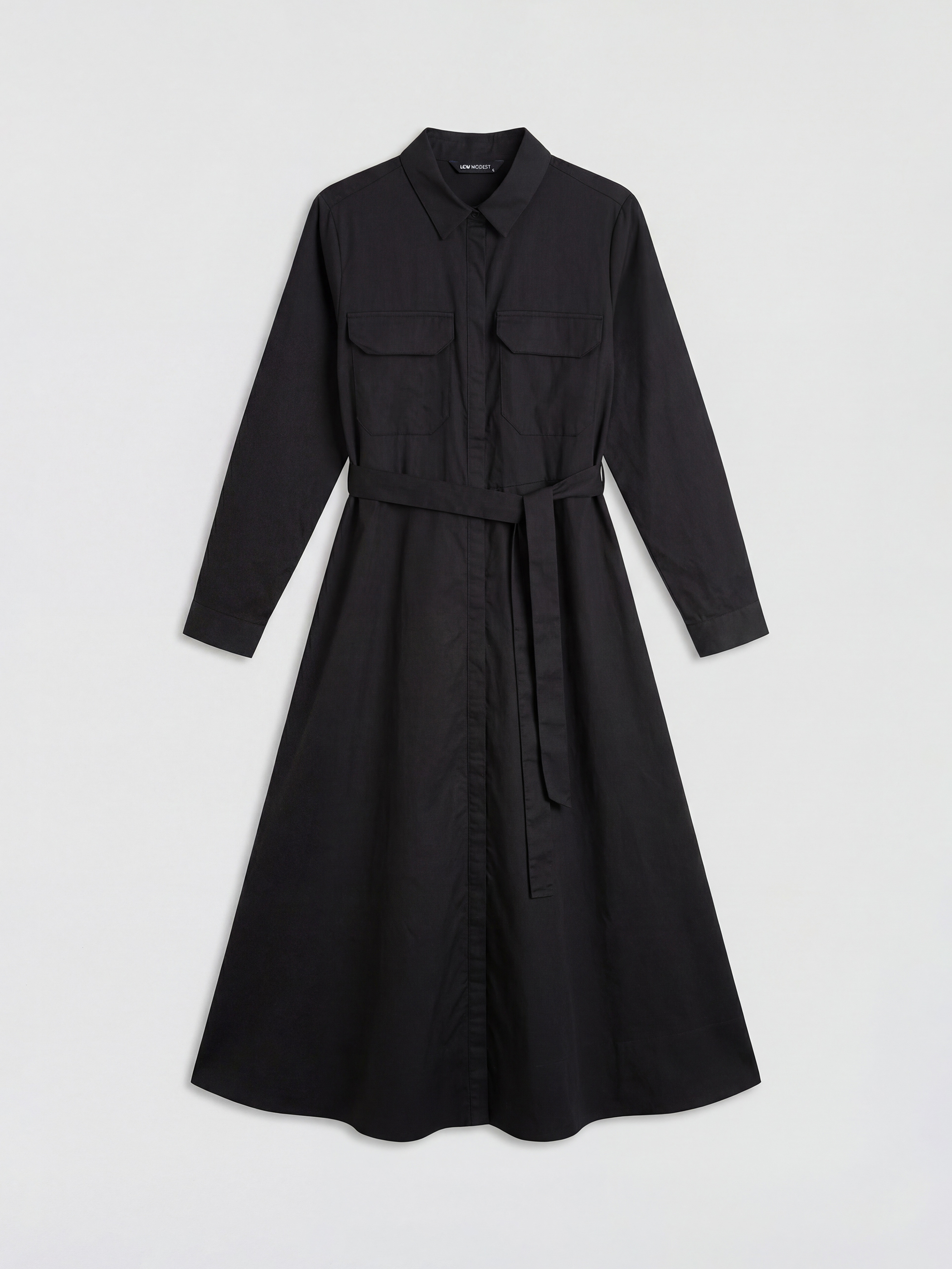 LCW Modest Kuşaklı Poplin Gömlek Elbise - S6KA46Z8-CVL