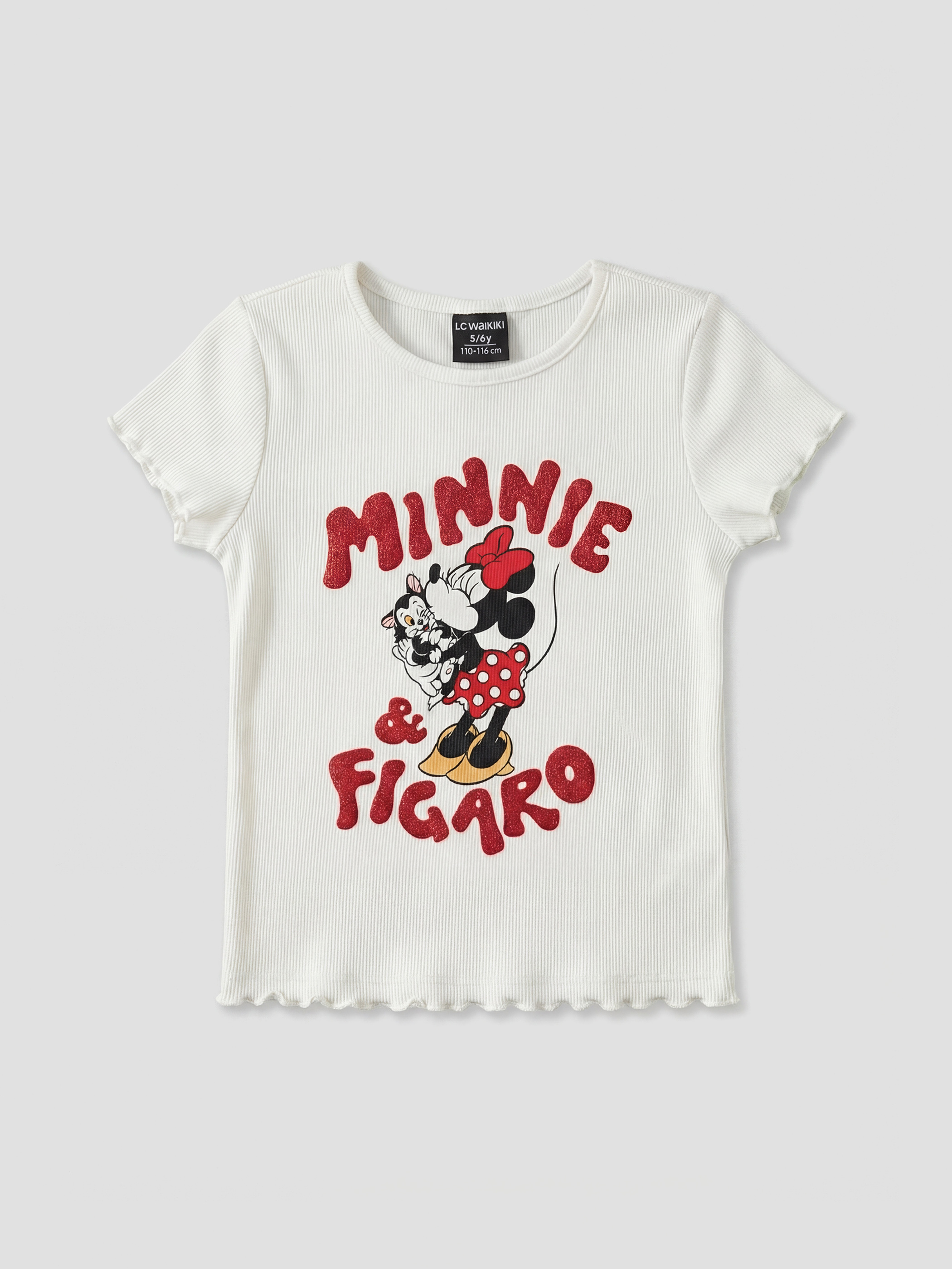 Ekru Minnie Mouse Baskılı Kız Çocuk Bluz ve Şort Etek-1