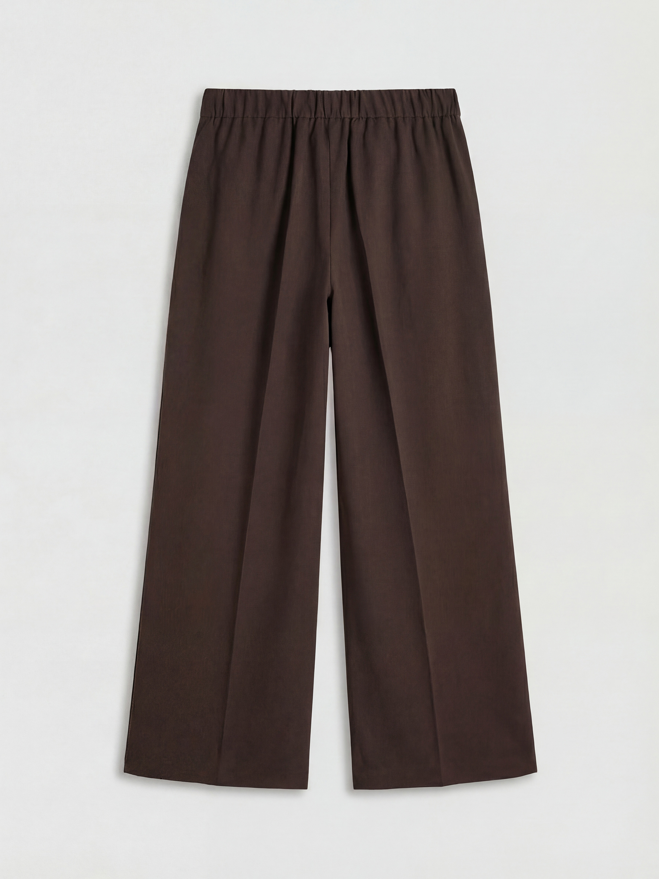 Kahverengi Loose Fit Geniş Paça Kadın Pileli Kumaş Pantolon-9