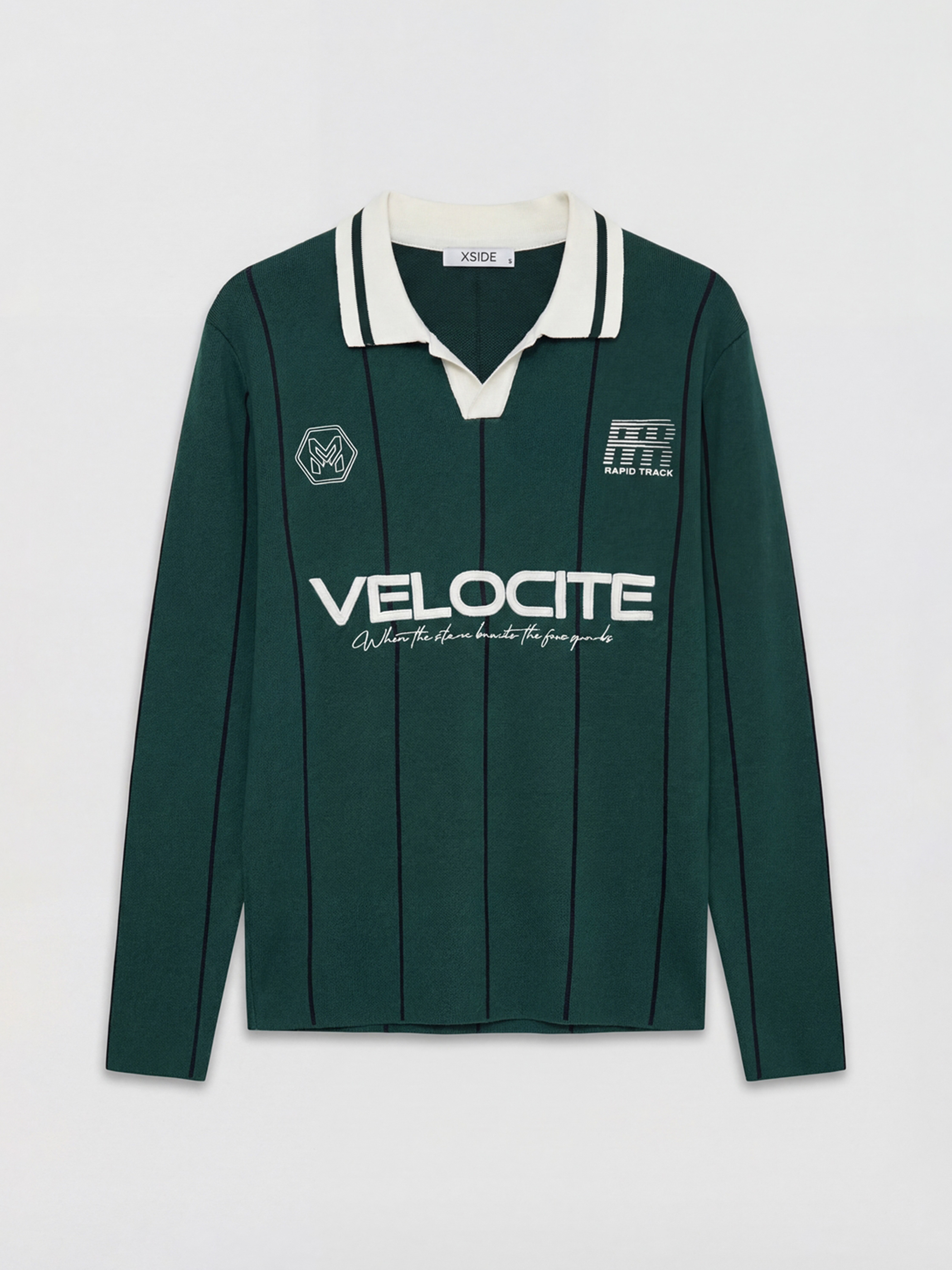 XSIDE Polo Yaka Çizgili Nakışlı Erkek Triko Kazak - S6KC41Z8-S8F