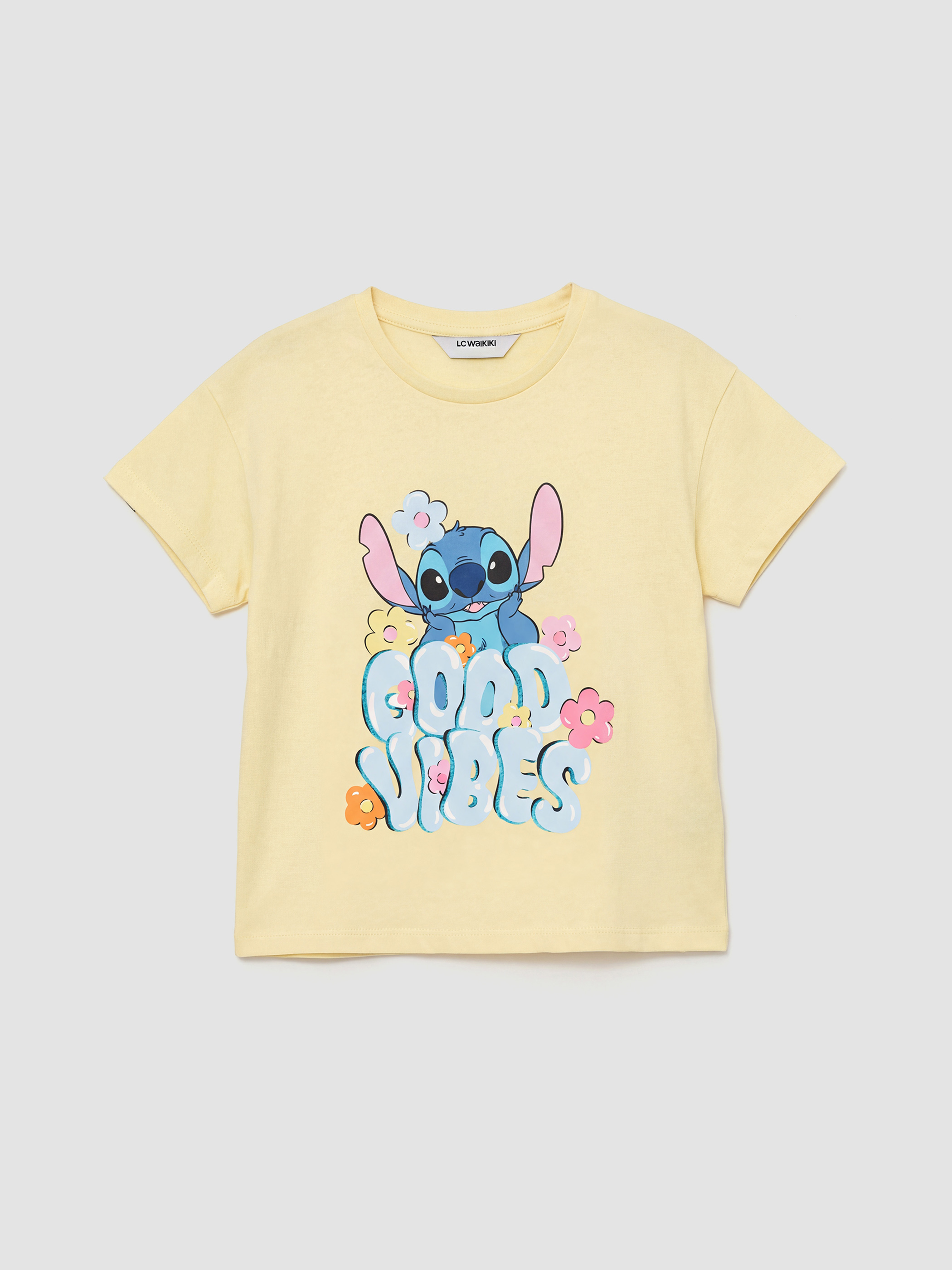 LCW Kids Lilo ve Stitch Baskılı Kız Çocuk Tişört