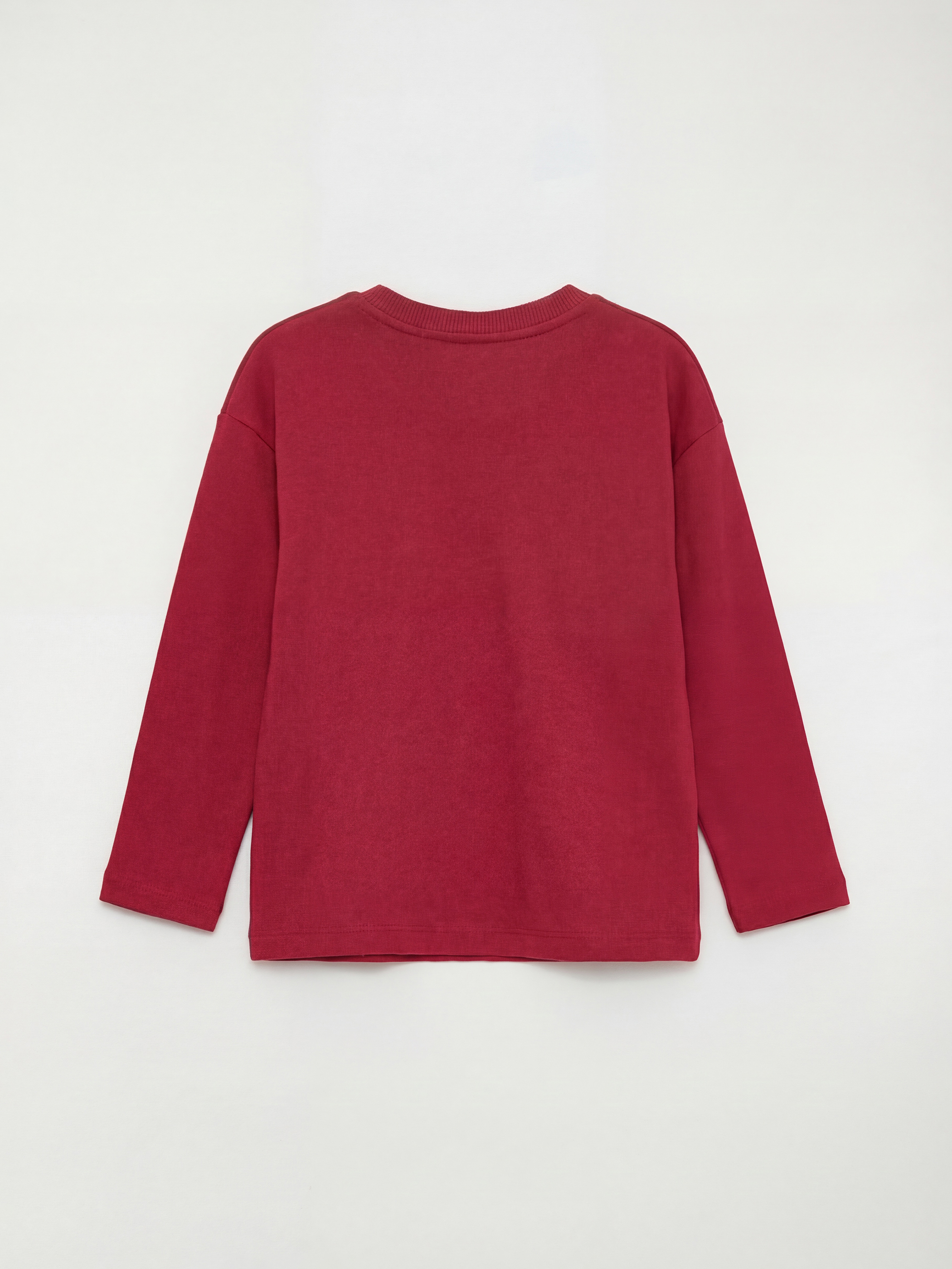 Mürdüm Bisiklet Yaka Kalp Nakışlı Kız Çocuk Tişört	-1