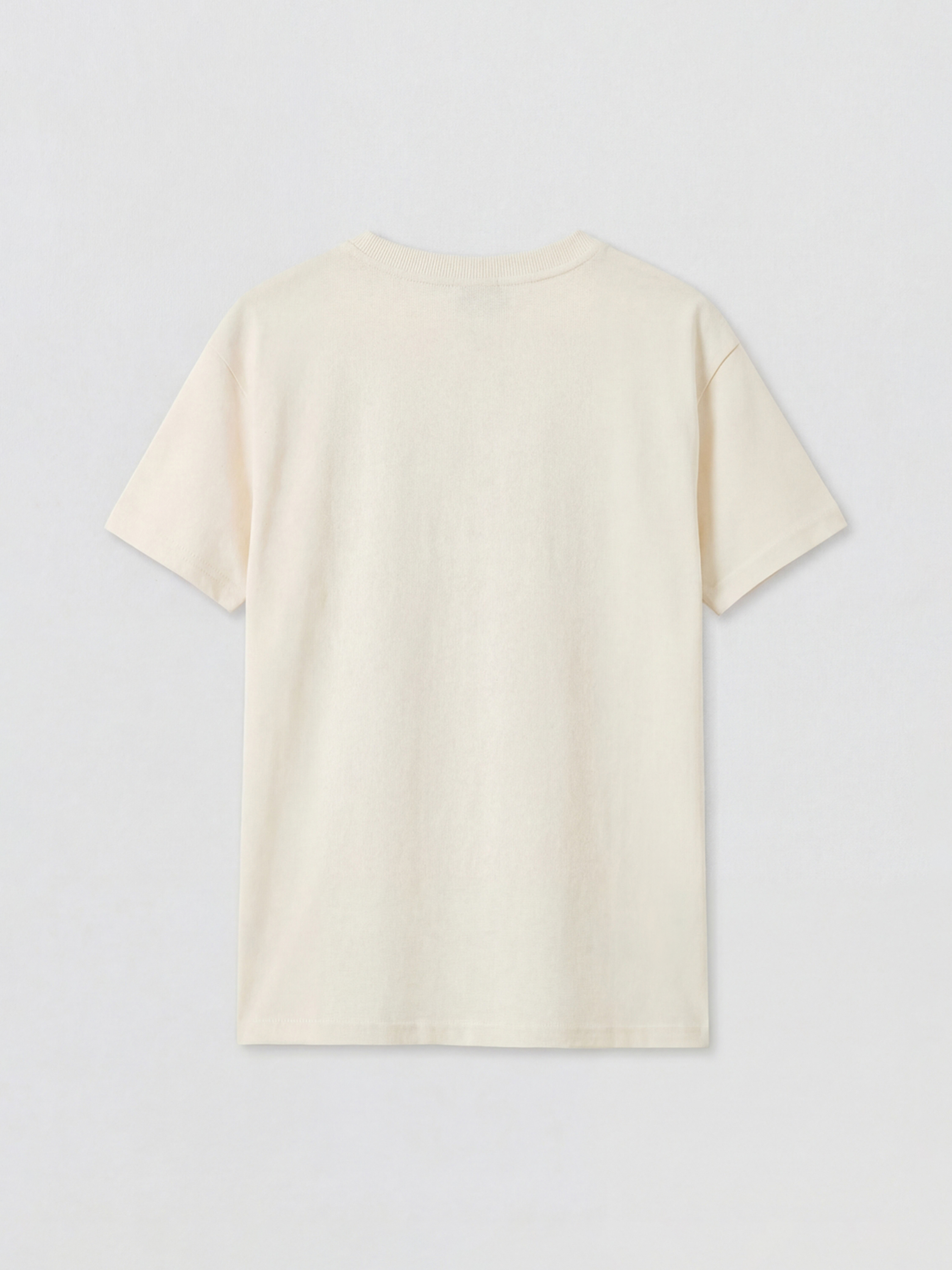 Ekru Bisiklet Yaka Baskılı Erkek Çocuk Tişört-1