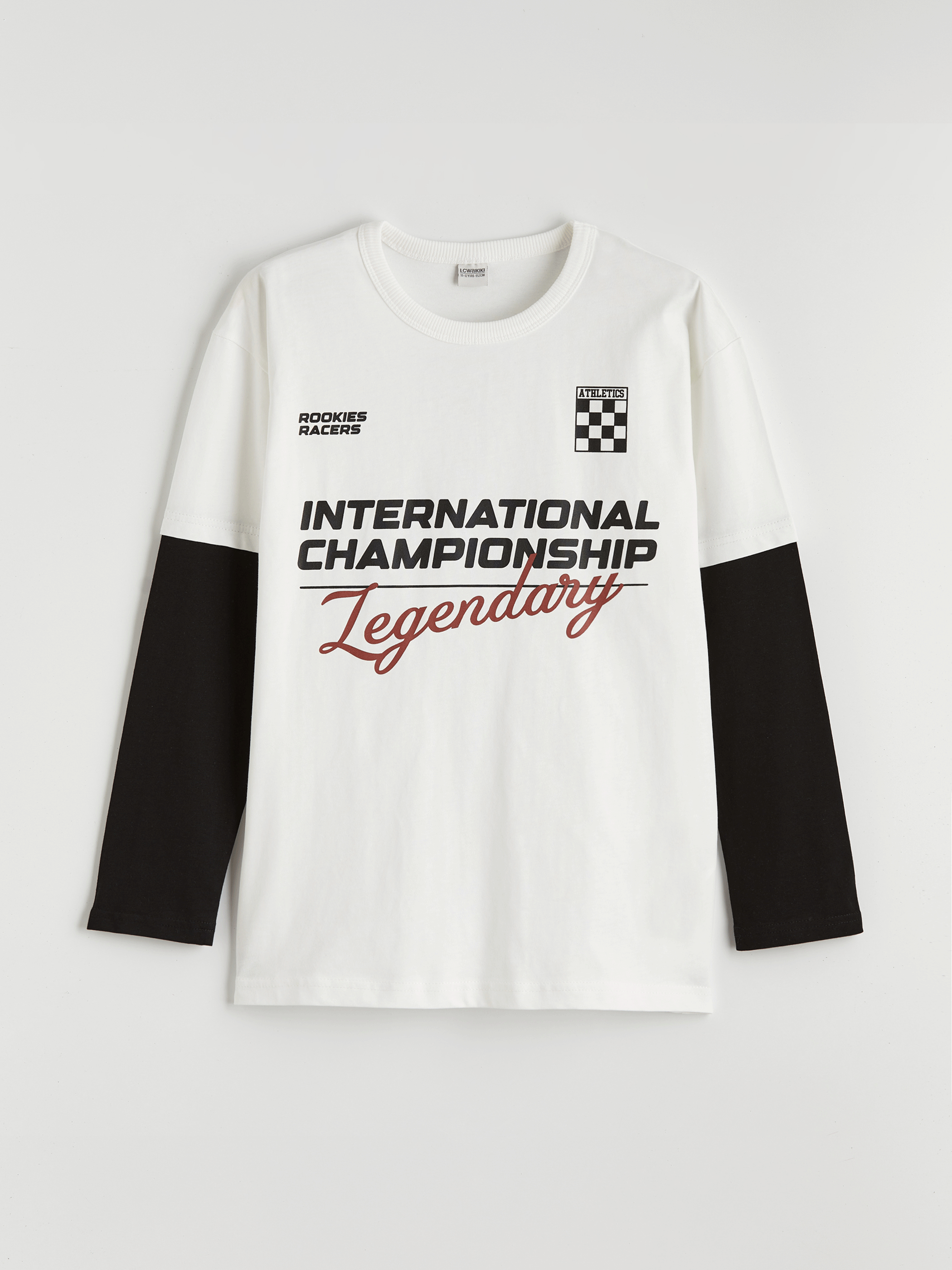 Ekru Bisiklet Yaka Baskılı Erkek Çocuk Tişört-1