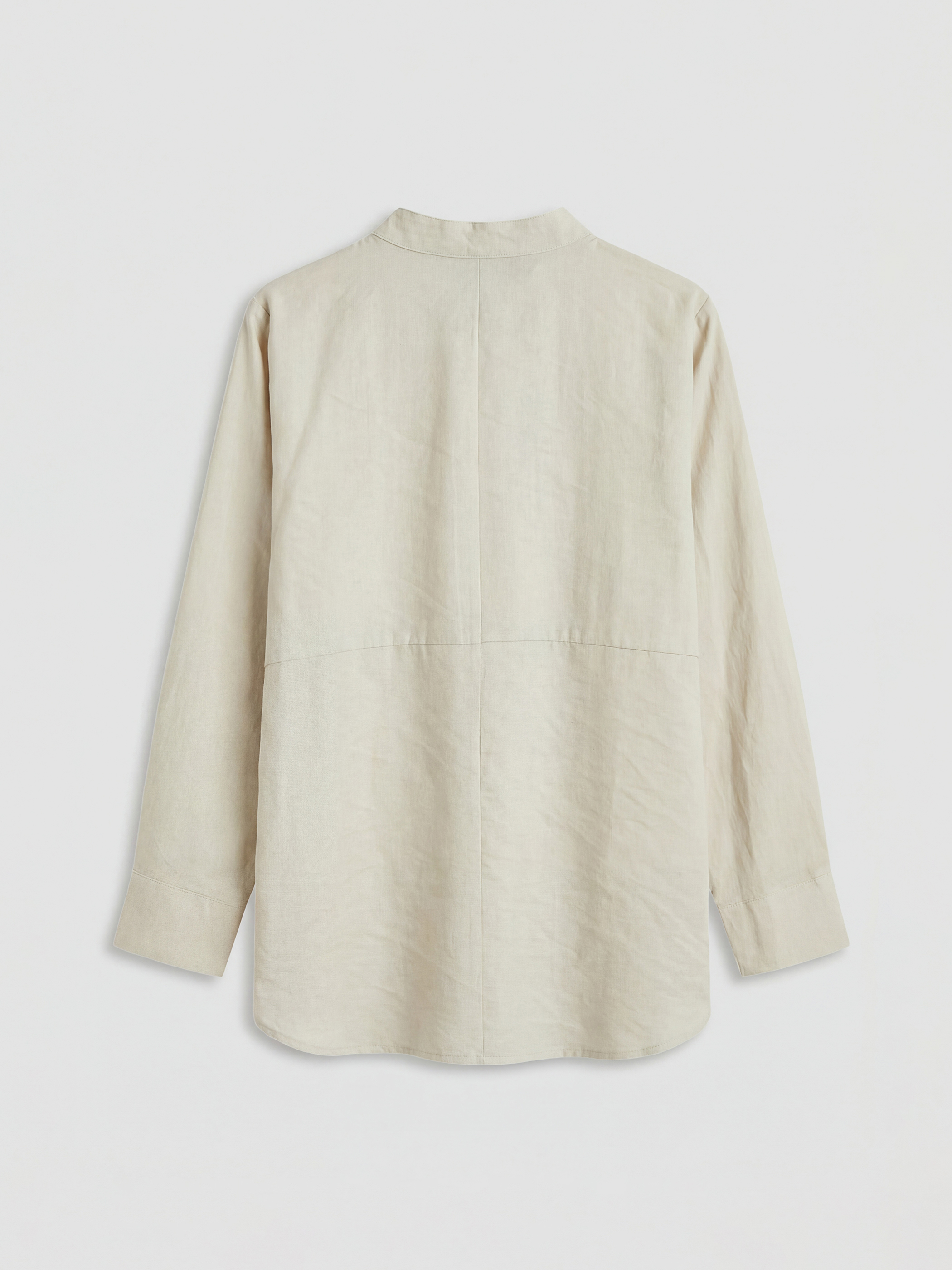 Bej Hakim Yaka Oversize Kadın Gömlek Tunik-1