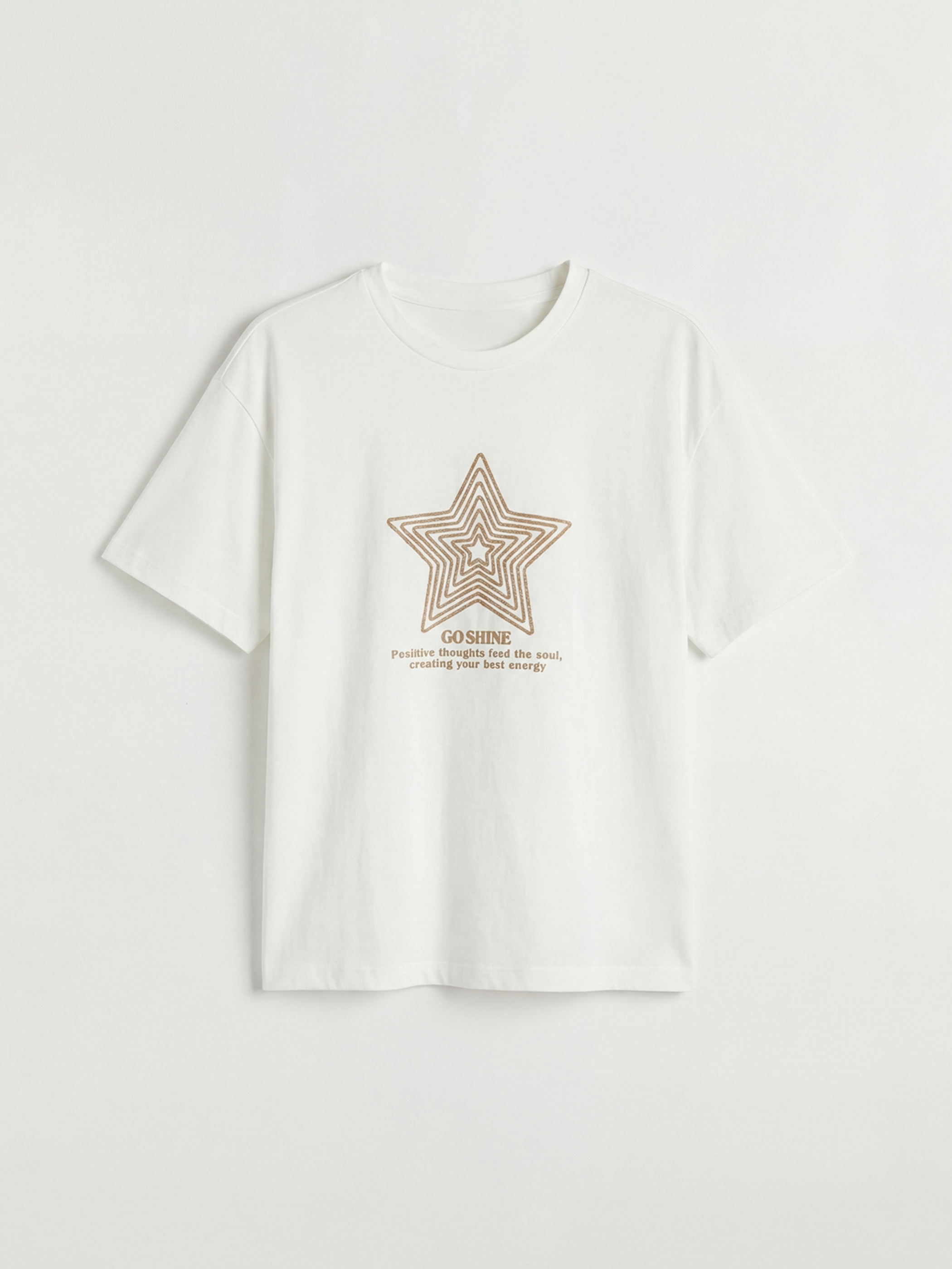 Ekru Bisiklet Yaka Baskılı Kız Çocuk Tişört ve Pantolon-3