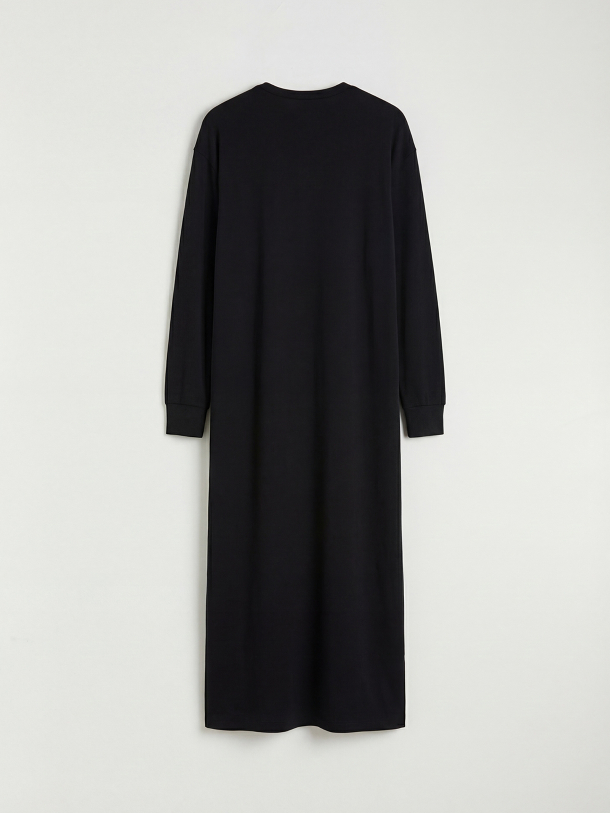 Siyah Bisiklet Yaka Yırtmaçlı Sweat Elbise-5