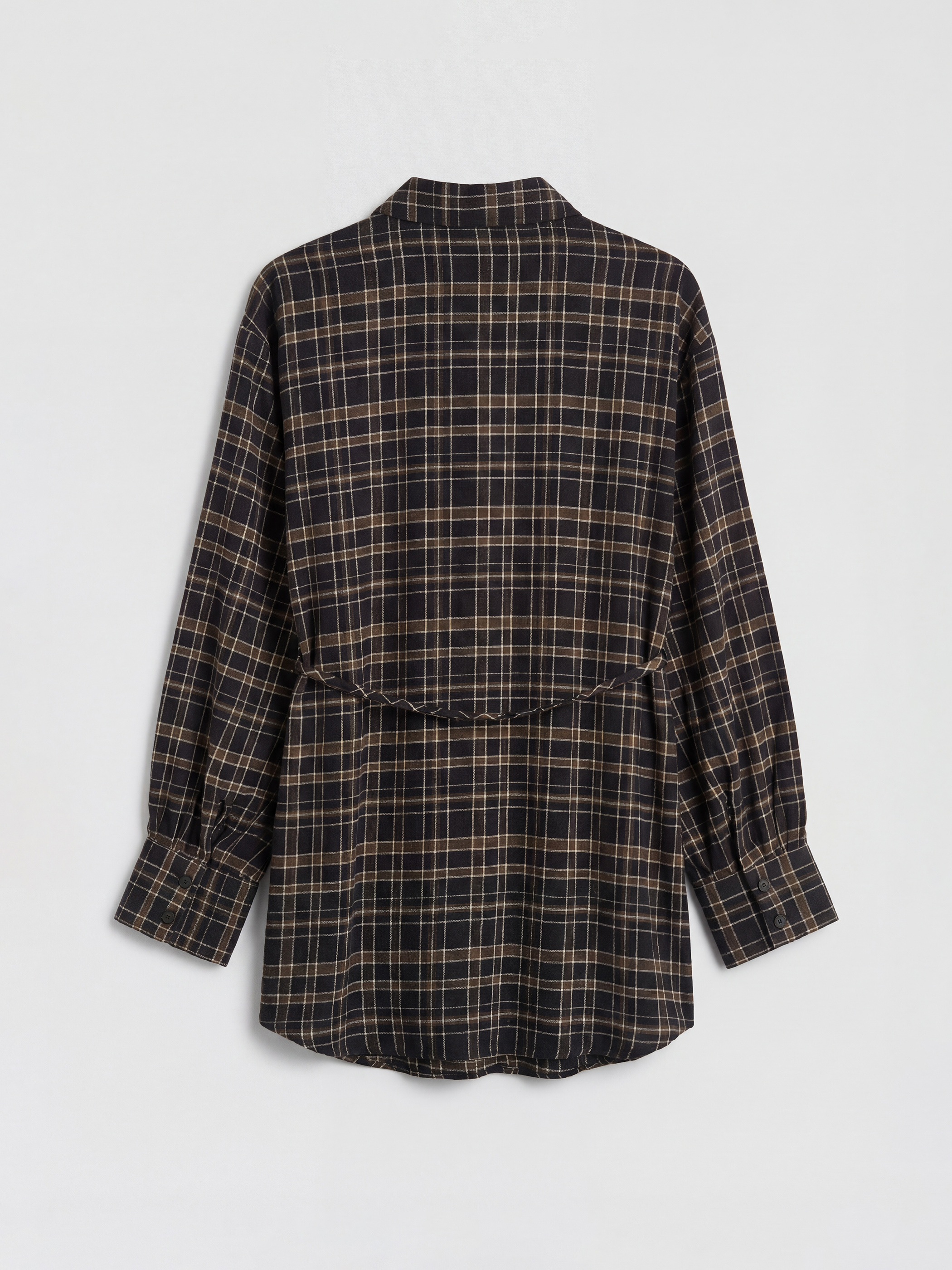 Haki Ekose Kadın Gömlek Tunik-1