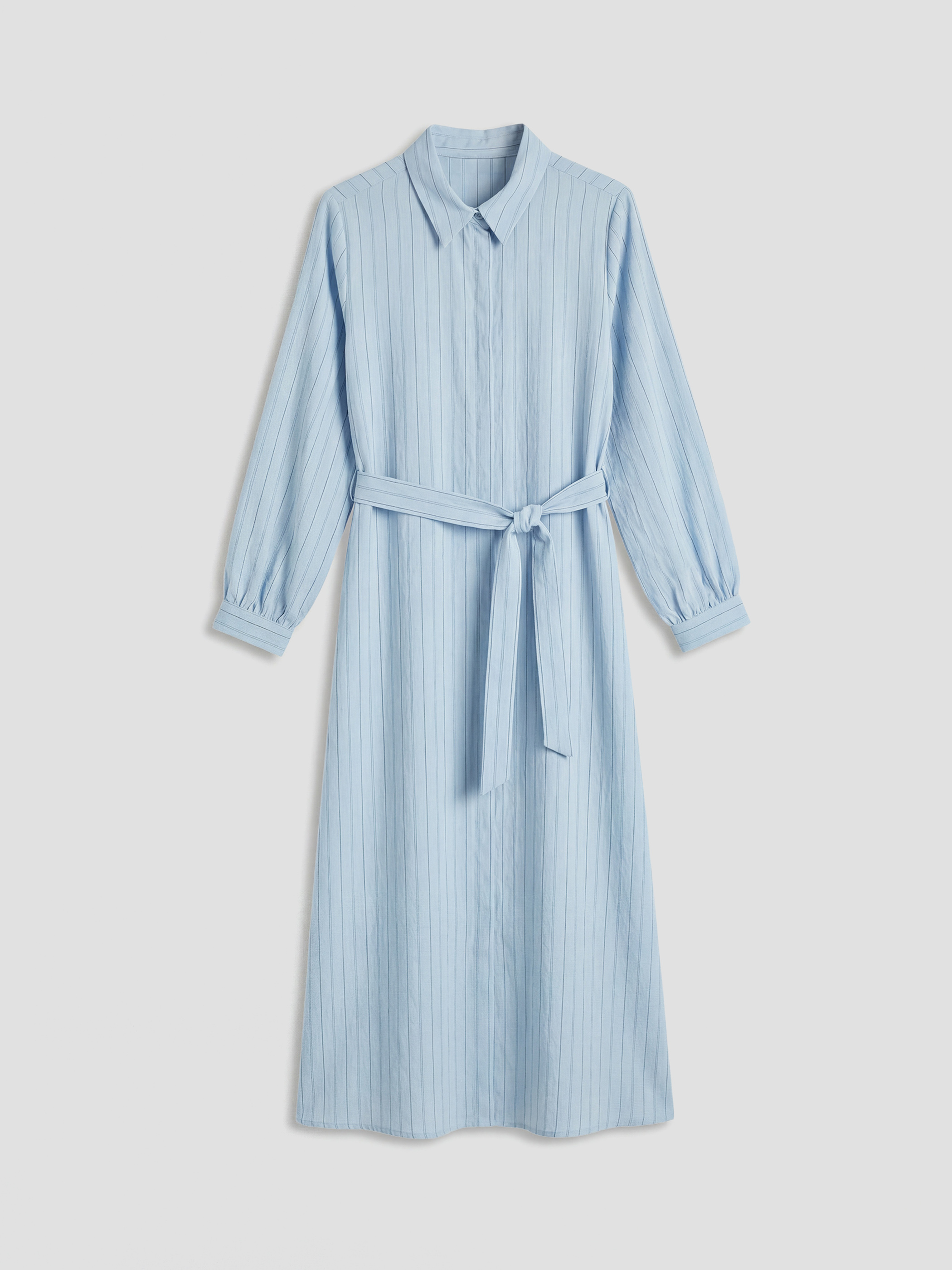 LCW Modest Çizgili Kuşaklı Poplin Gömlek Elbise - S6KG30Z8-LEH