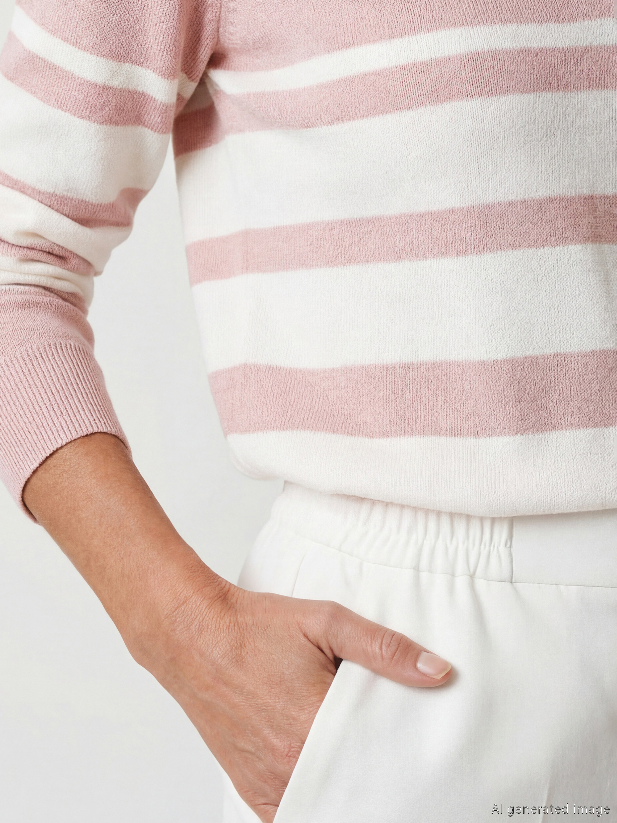 Striped knit sweater with a crew neck.-2