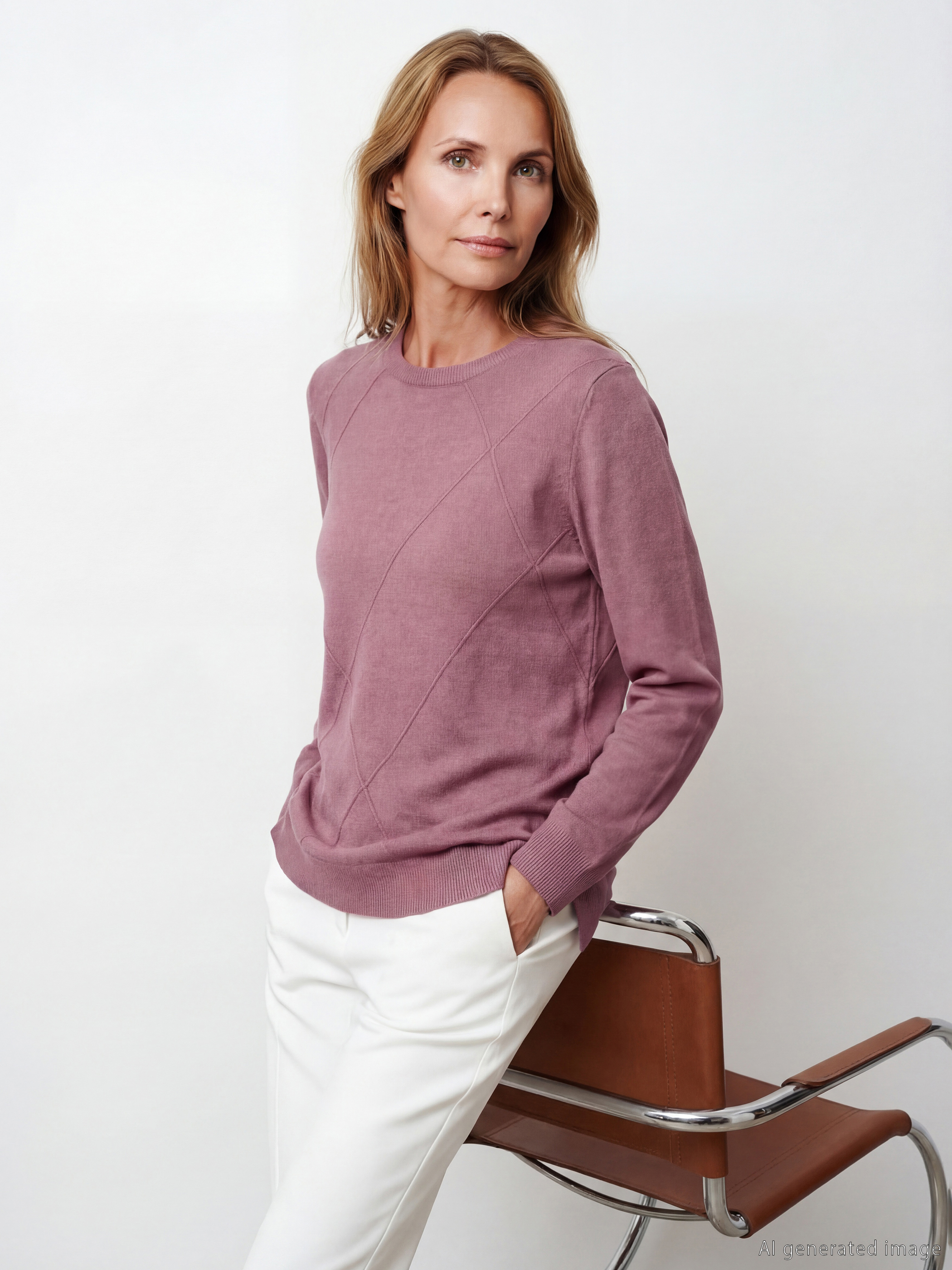 LCW Grace Bisiklet Yaka Baklava Desenli Kadın Triko Kazak - S6KG46Z8-GVJ