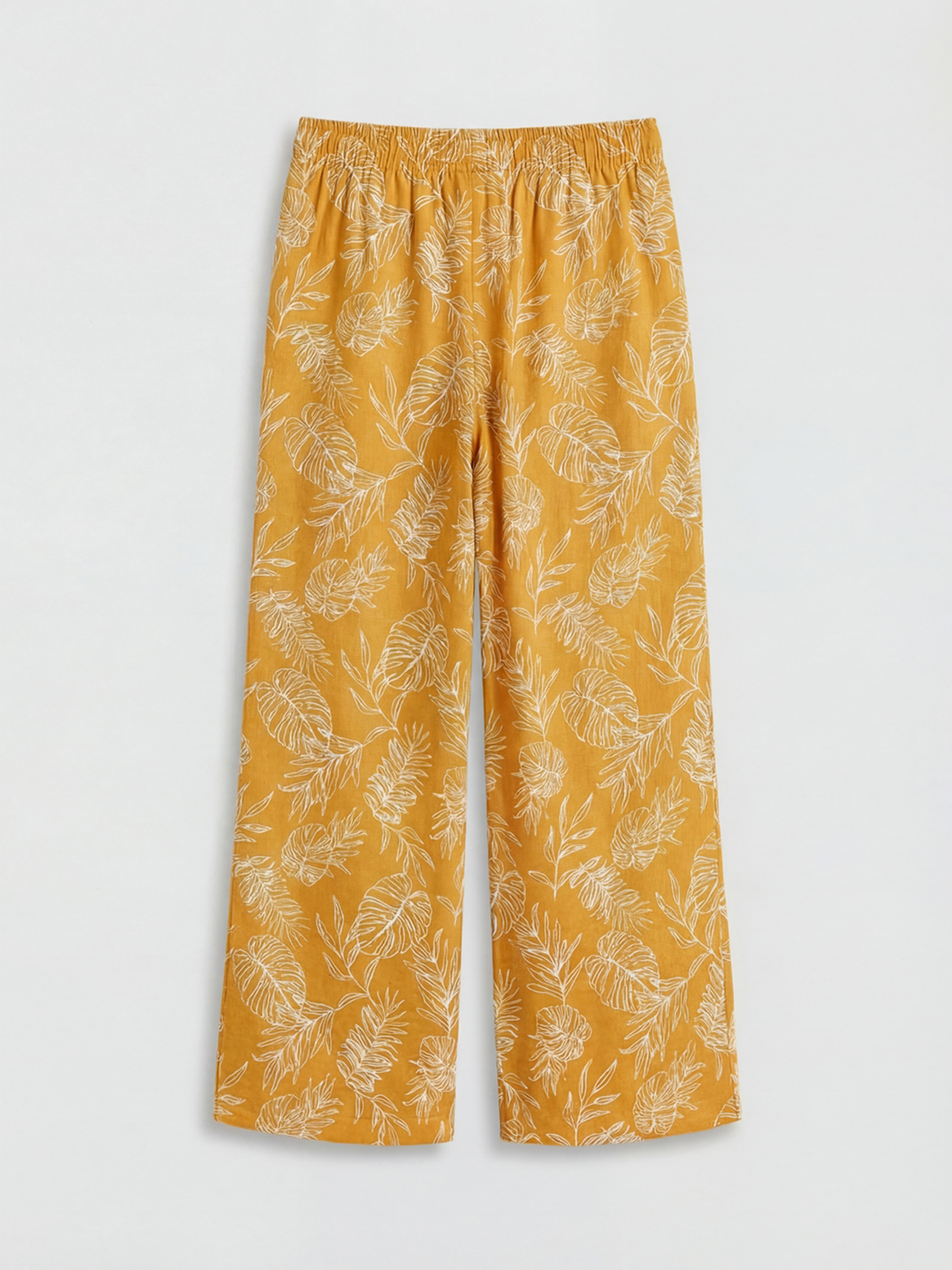 Bej Beli Lastikli Desenli Kız Çocuk Pantolon-1