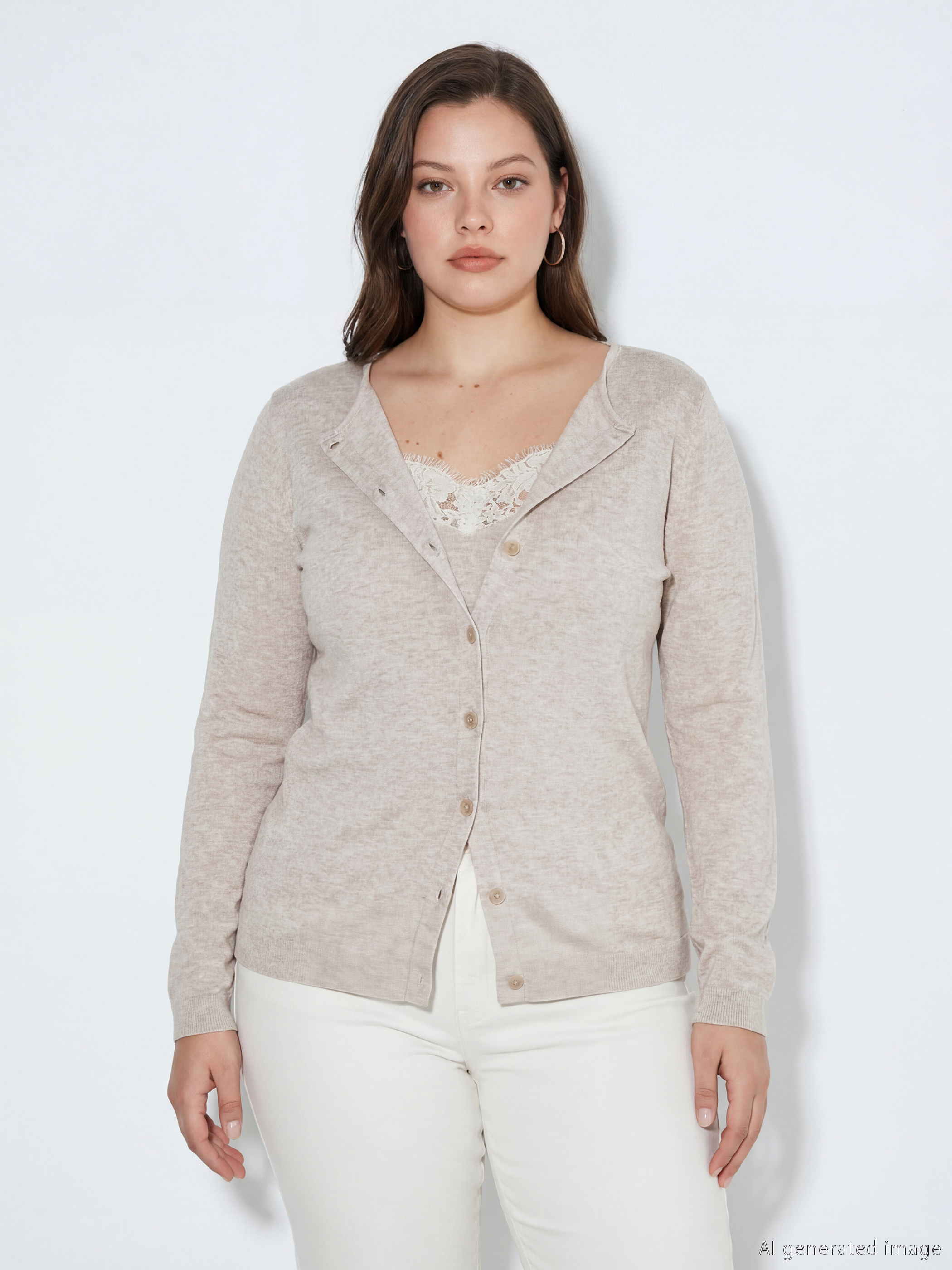 Bej Bisiklet Yaka Dantel Detaylı Kadın Body	-2