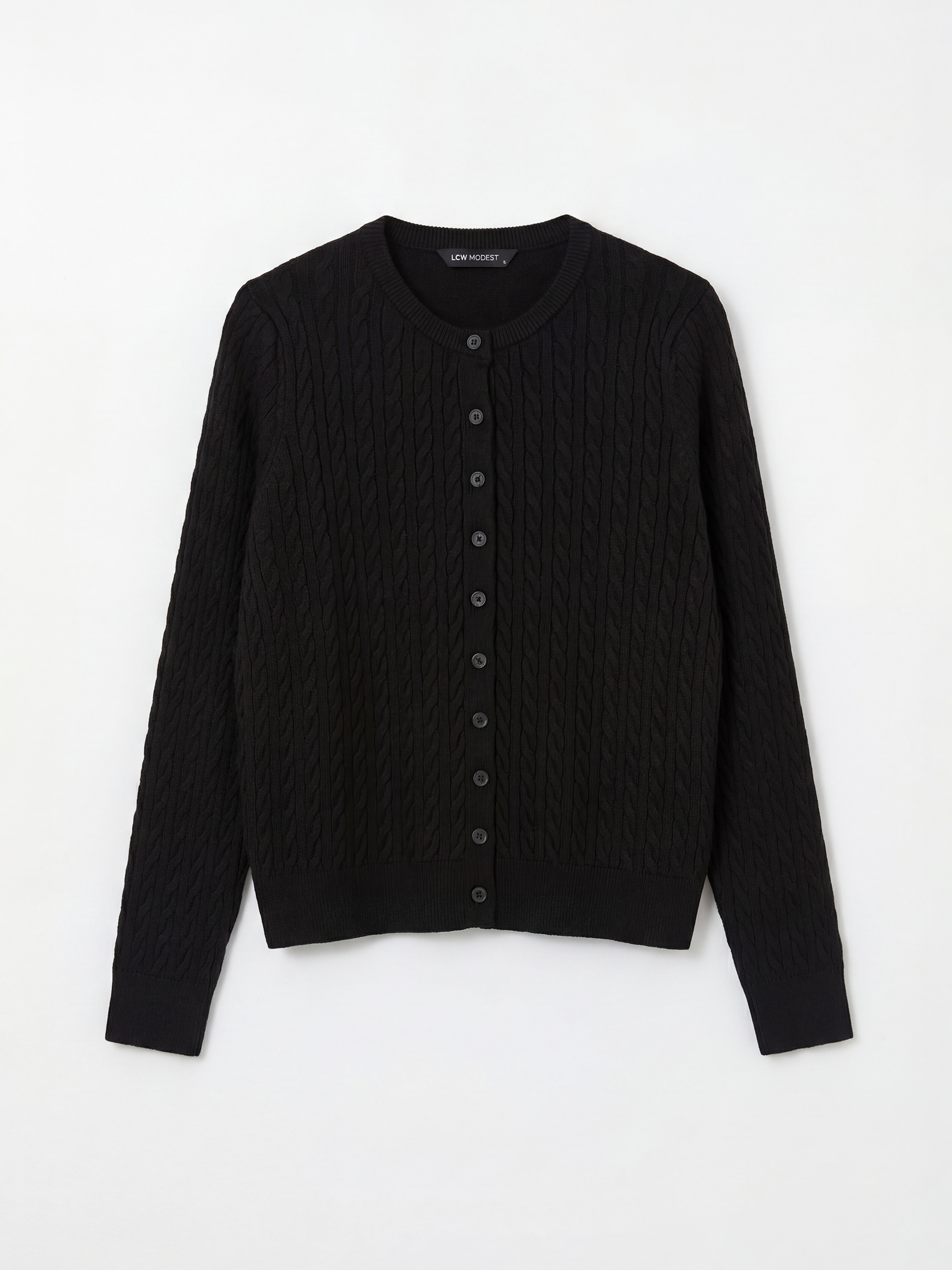 LCW Modest Bisiklet Yaka Kendinden Desenli Kadın Triko Hırka - S6KI62Z8-CVL