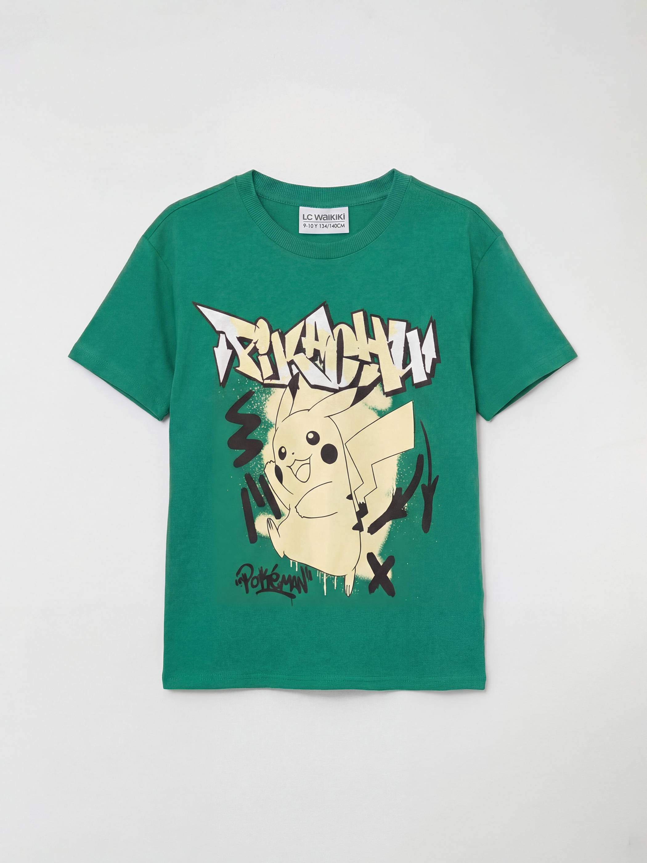 LCW Kids Bisiklet Yaka Pikachu Baskılı Erkek Çocuk Tişört - S6KJ10Z4-GRE