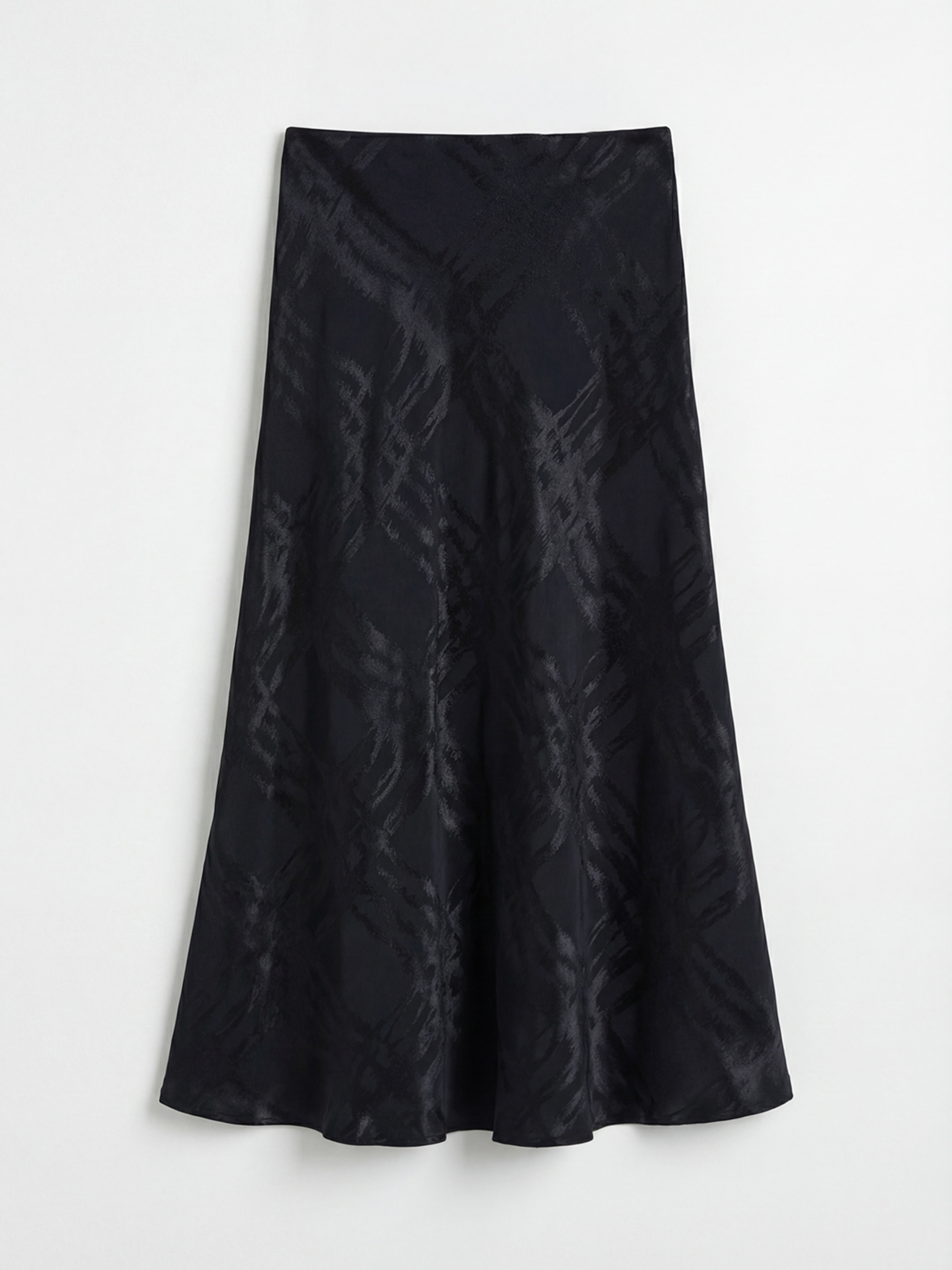 Siyah Beli Lastikli Desenli Saten Etek-9