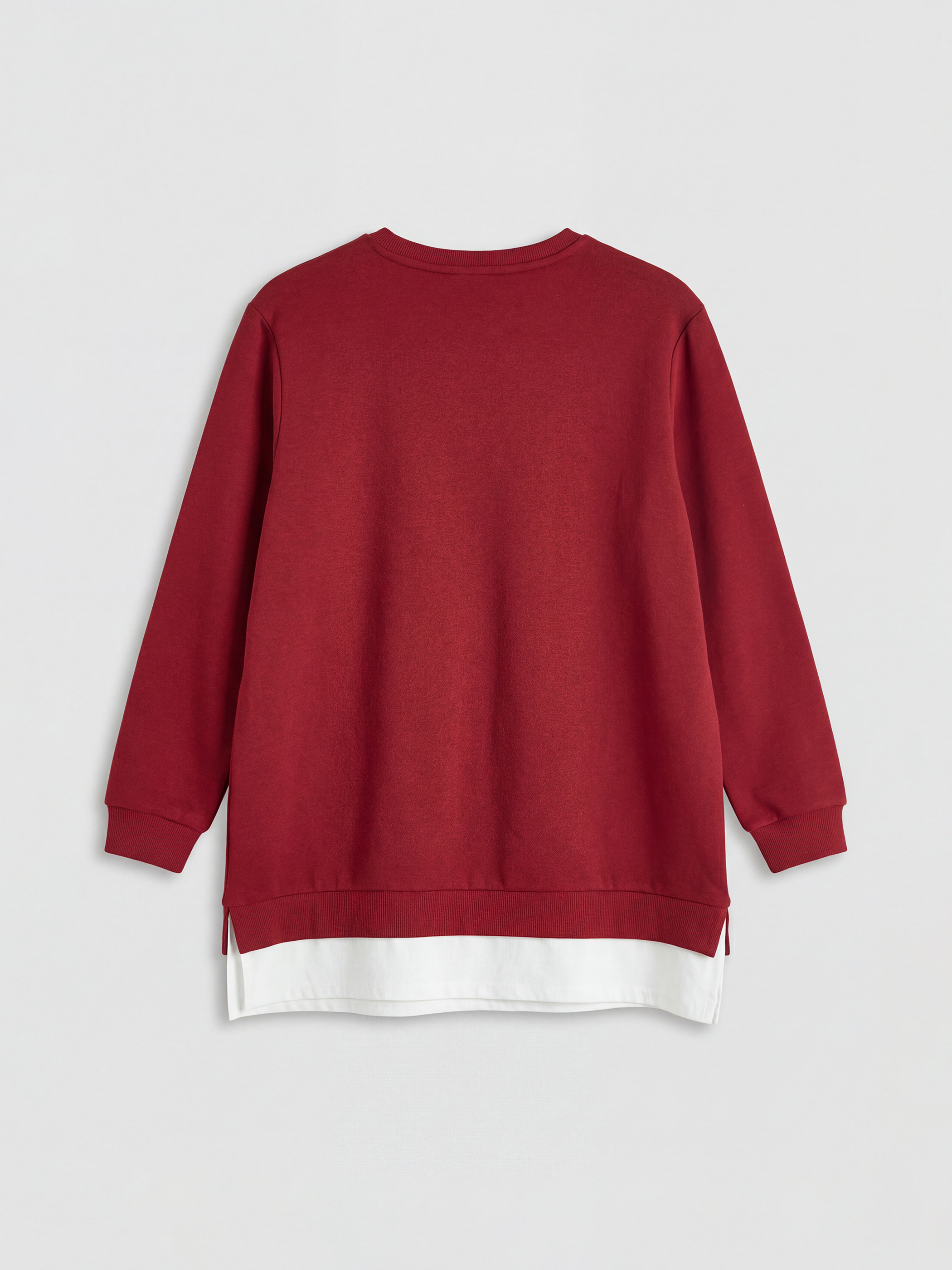 Bordo Bisiklet Yaka Kadın Sweatshirt Tunik-5