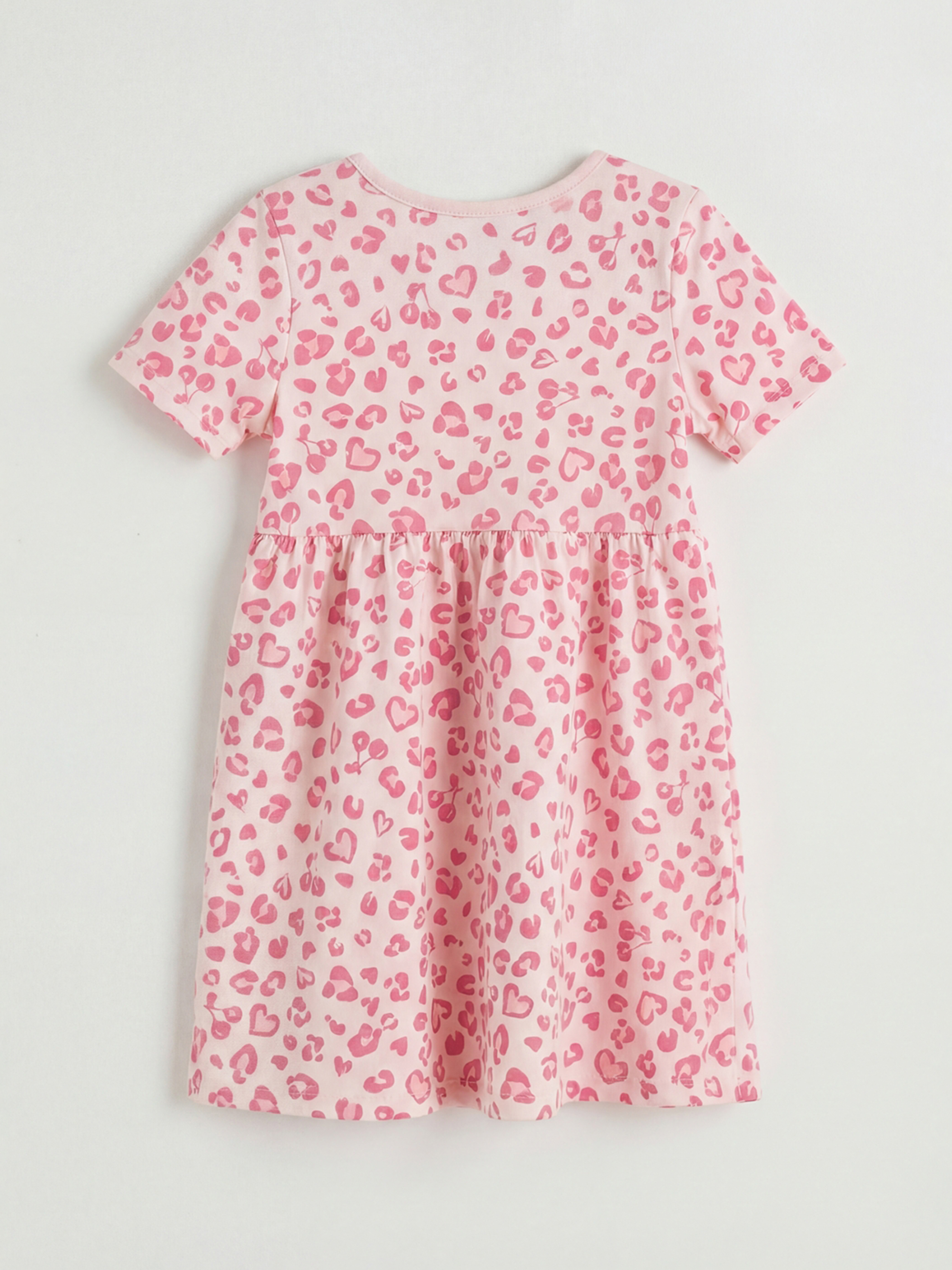 Pembe Bisiklet Yaka Desenli Kız Çocuk Elbise-1