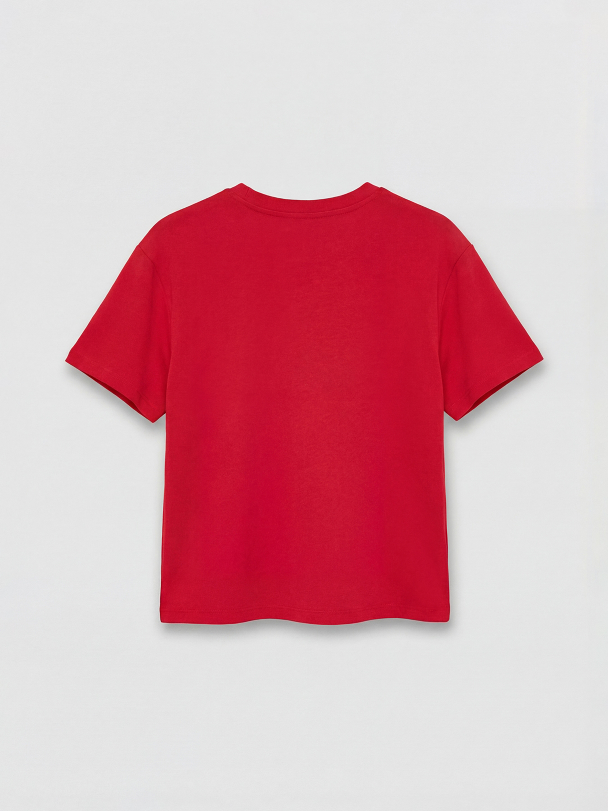 Kırmızı Bisiklet Yaka Baskılı Soft Touch Kadın Tişört-1