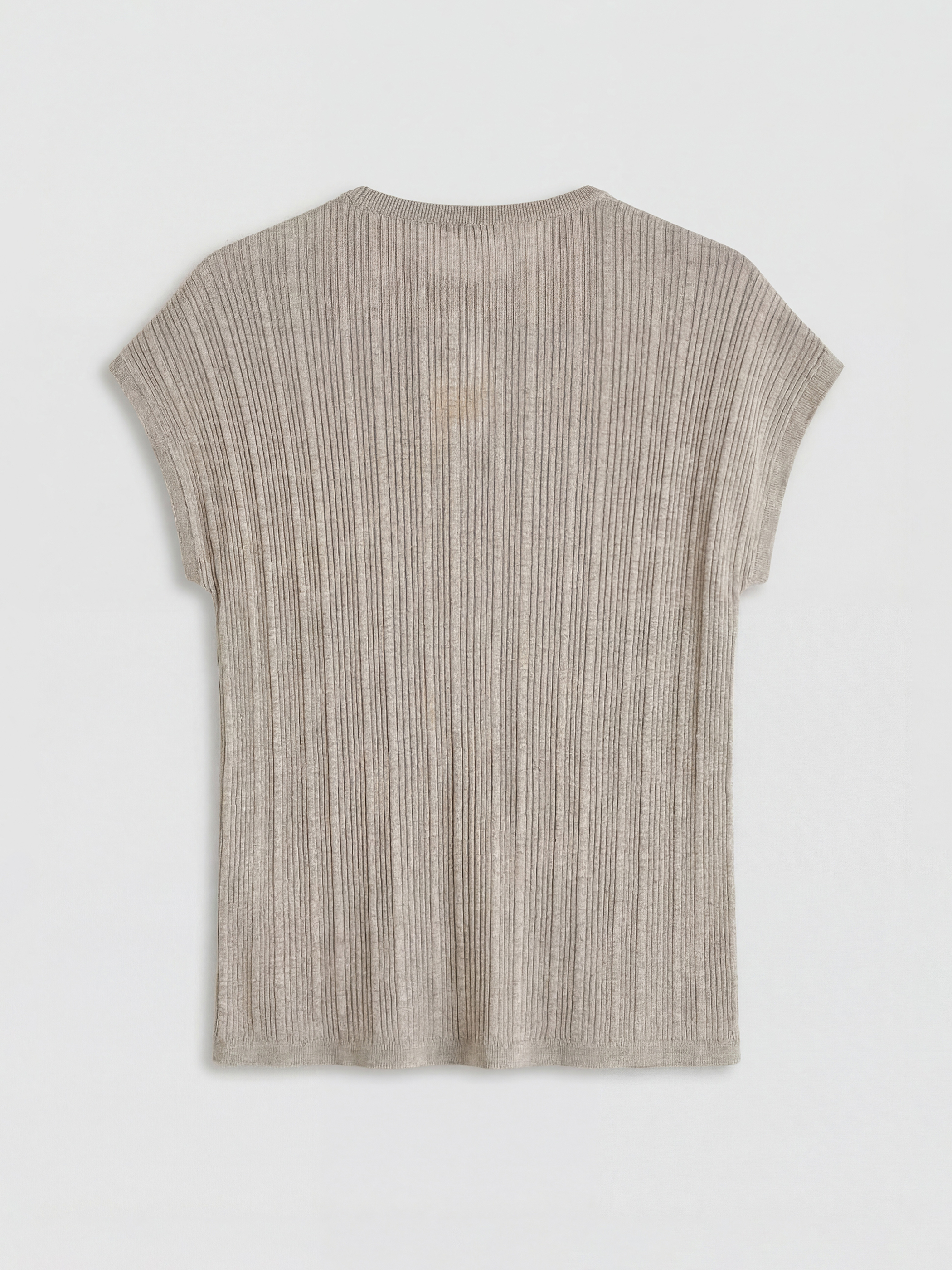 Bej Bisiklet Yaka Fitilli Kadın Triko Kazak-5