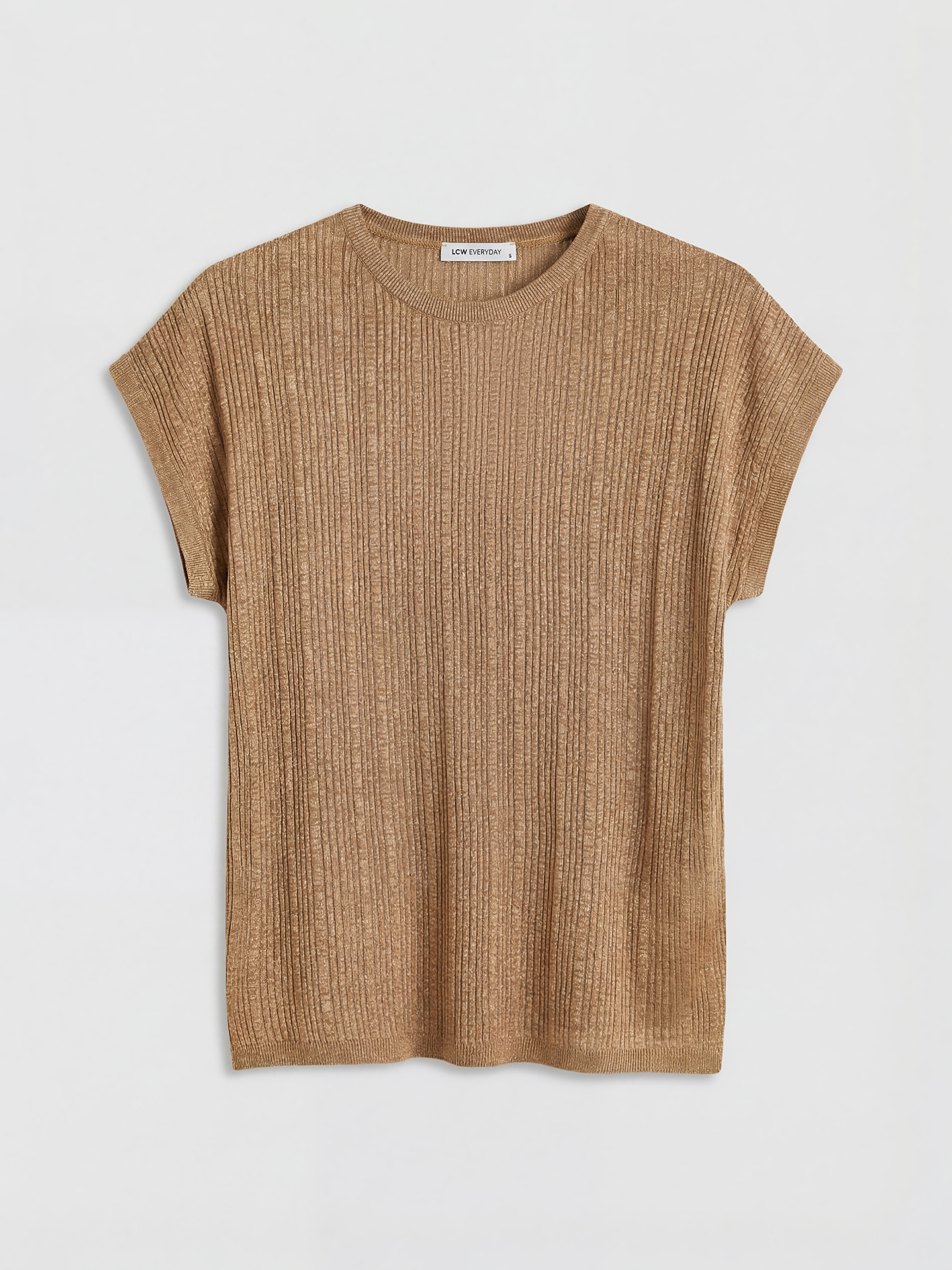 Kahverengi Bisiklet Yaka Fitilli Kadın Triko Kazak-4