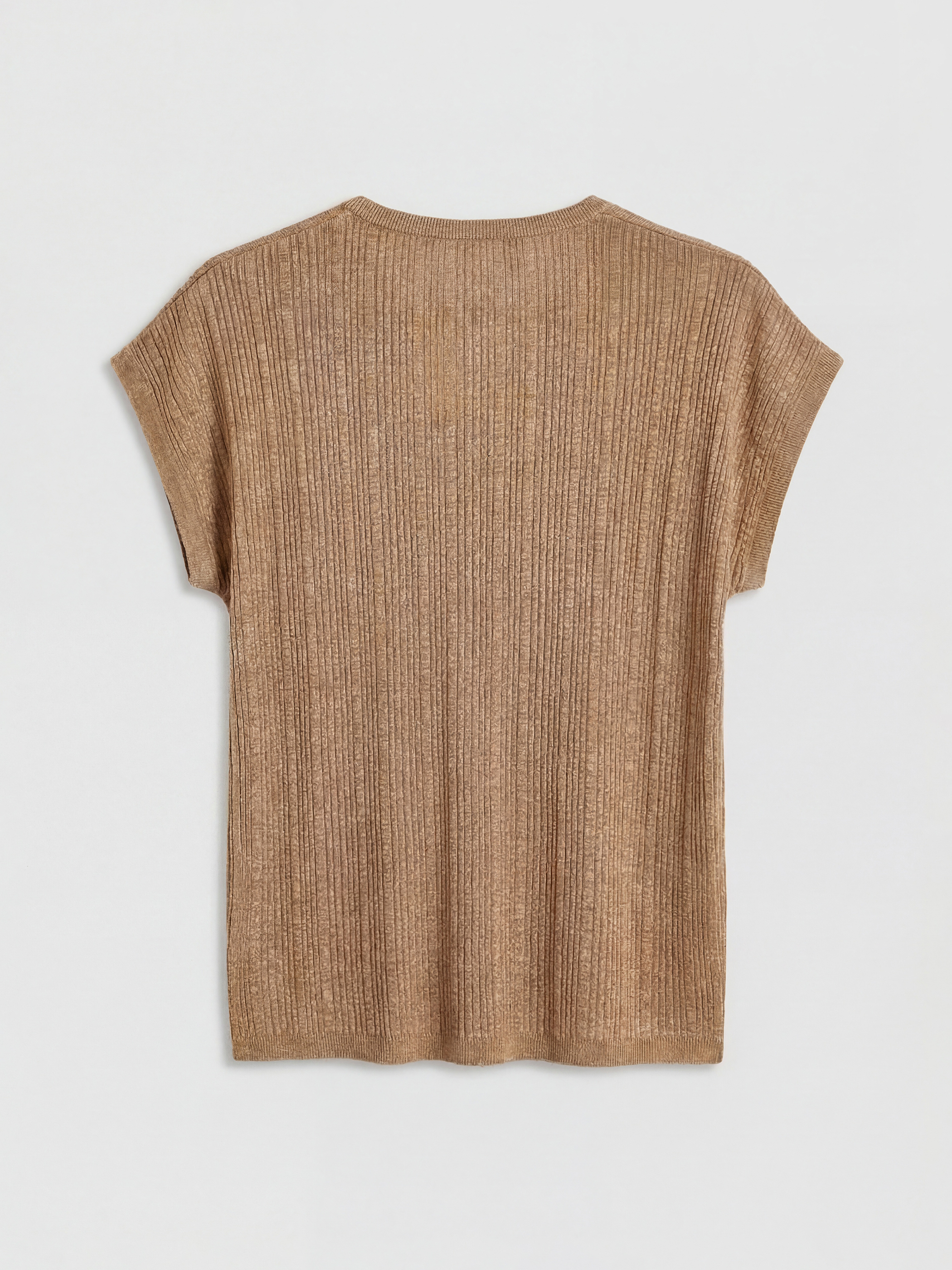 Kahverengi Bisiklet Yaka Fitilli Kadın Triko Kazak-5