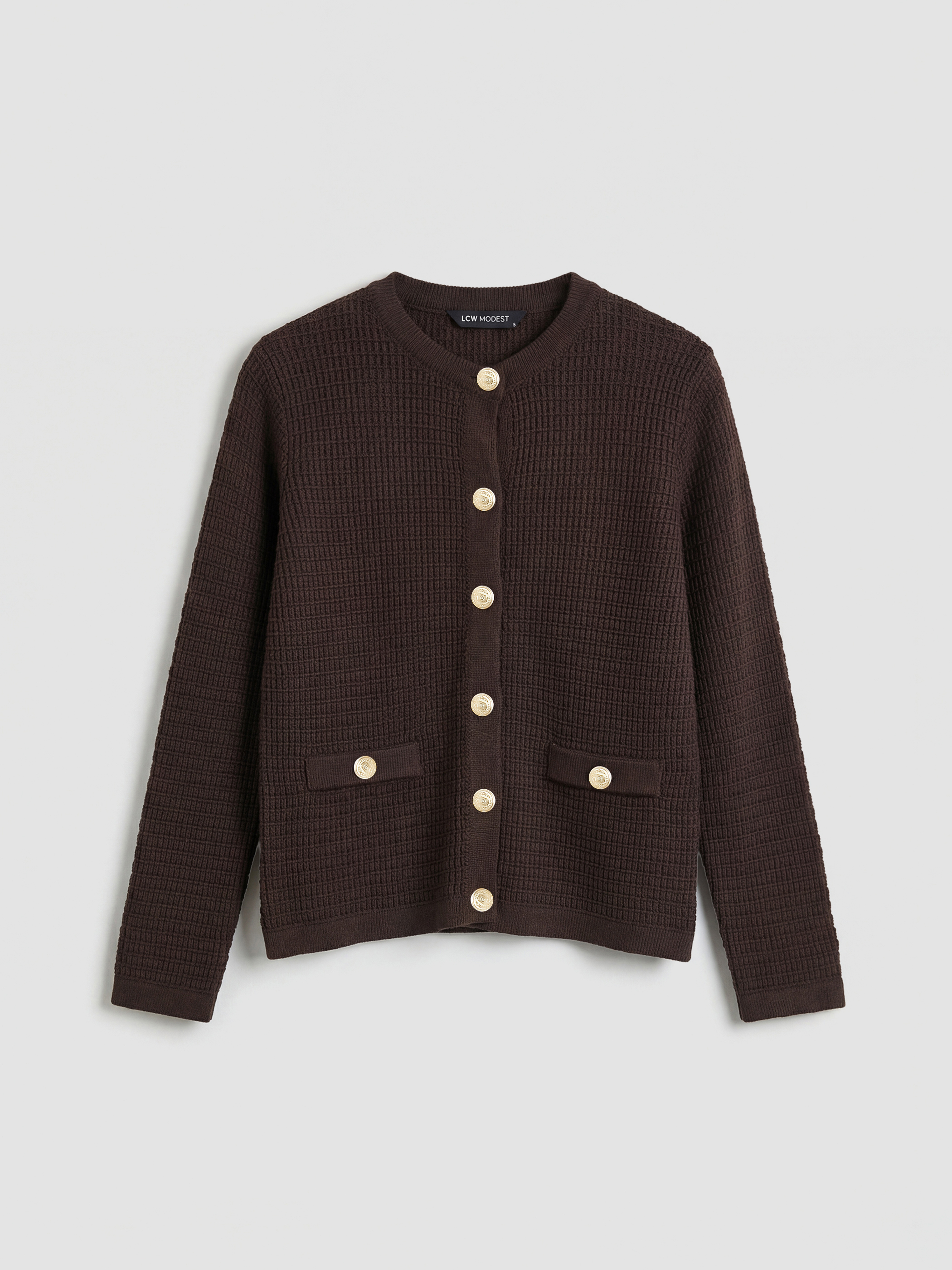 LCW Modest Bisiklet Yaka Dokulu Kadın Triko Hırka - S6KM93Z8-JR3