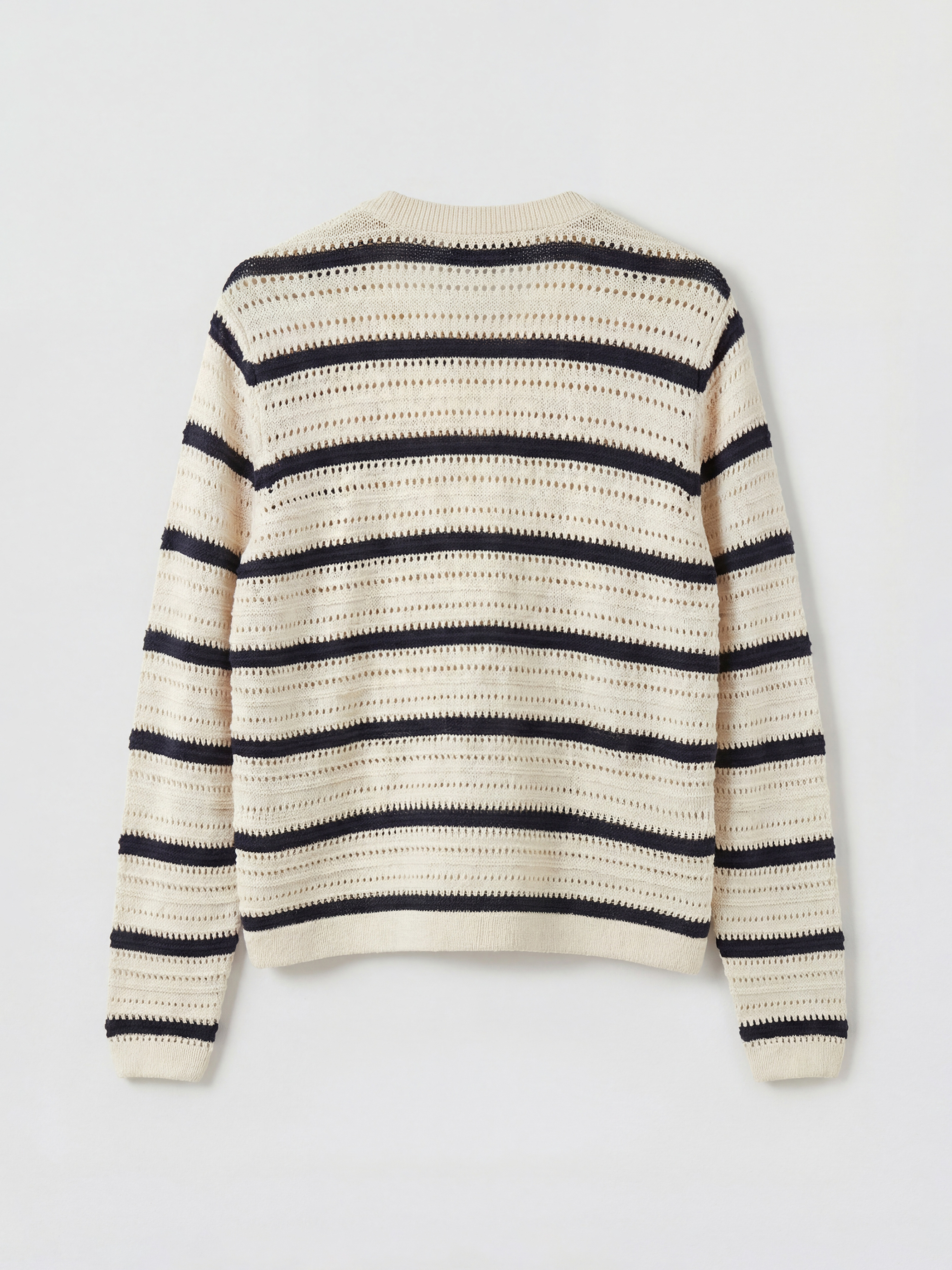 Lacivert Bisiklet Yaka Çizgili Kadın Triko Hırka-1