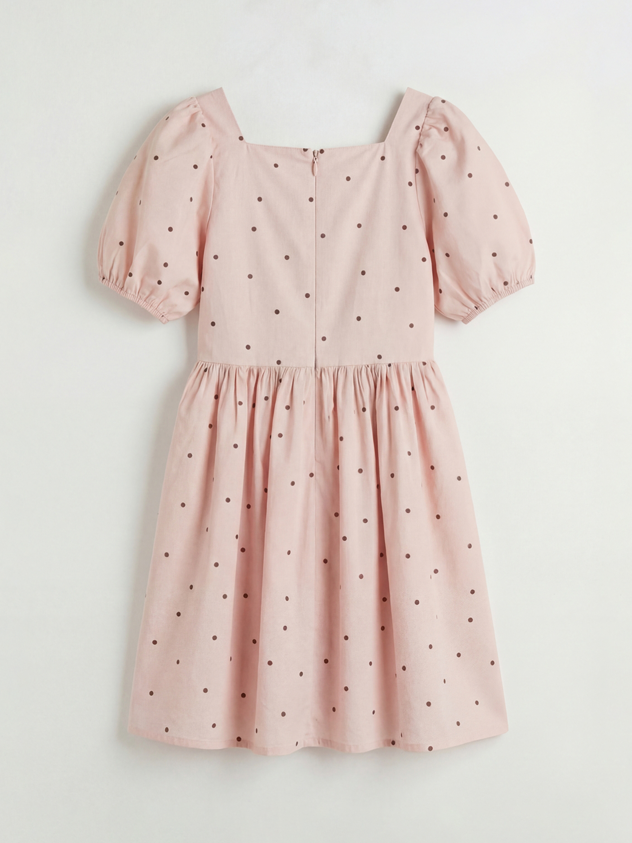 Pembe Puantiyeli Kız Çocuk Elbise-1