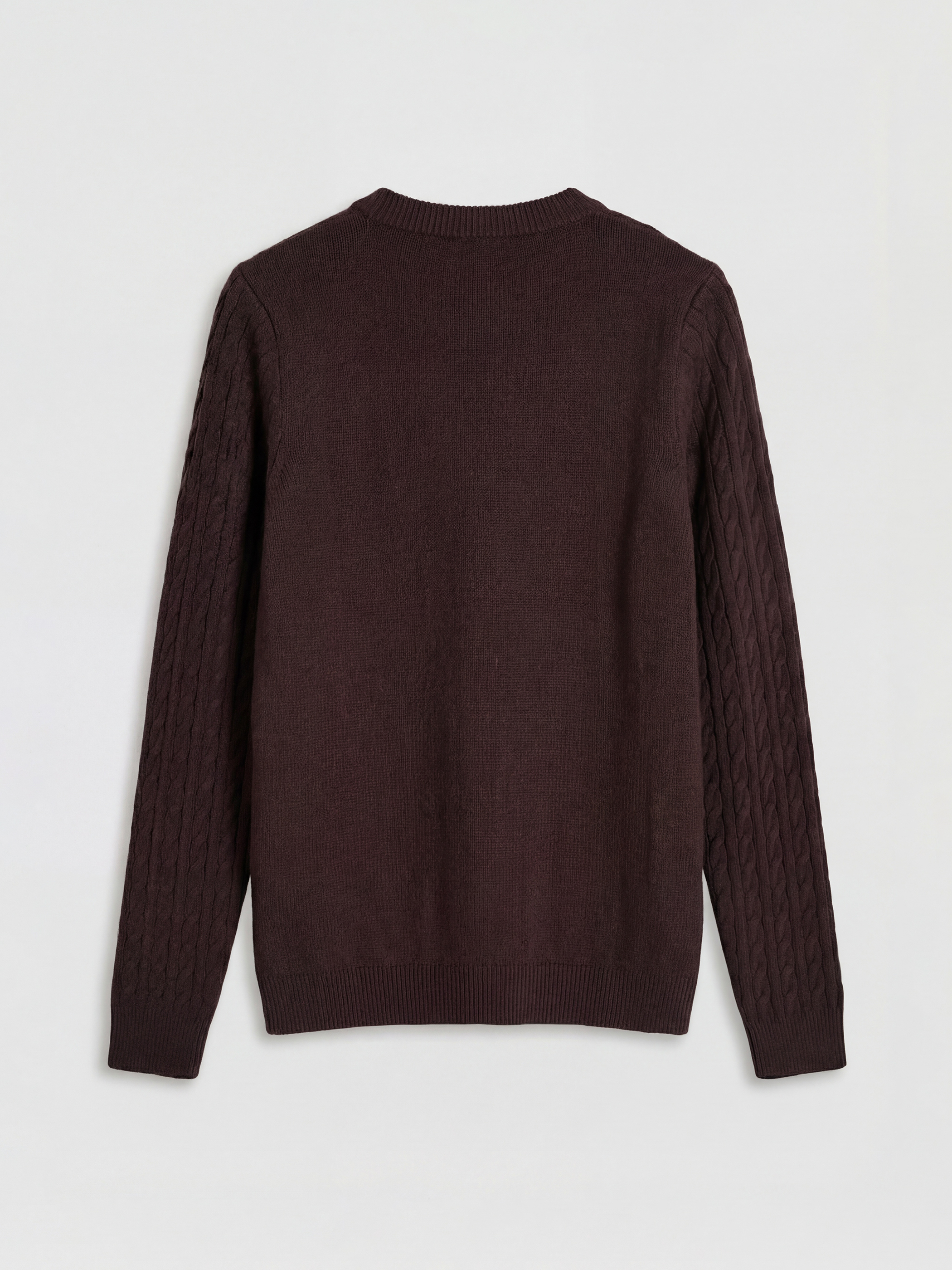 Kahverengi Bisiklet Yaka Kendinden Desenli Kadın Triko Kazak	-1