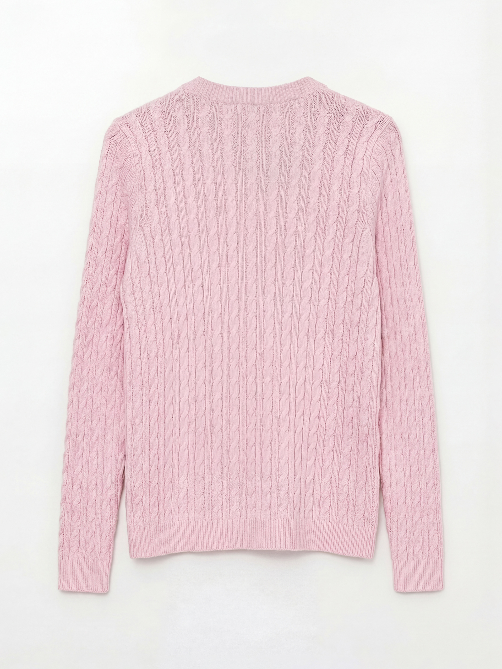 Pembe Bisiklet Yaka Kendinden Desenli Kadın Triko Kazak	-1