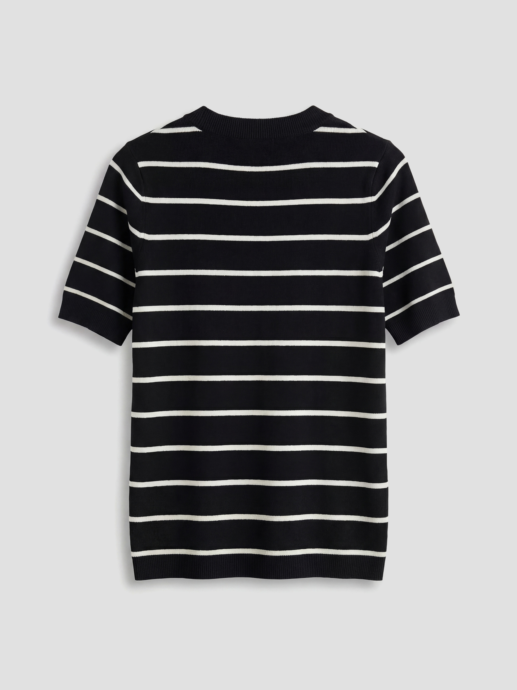 Siyah Bisiklet Yaka Çizgili Kadın Triko Kazak-5